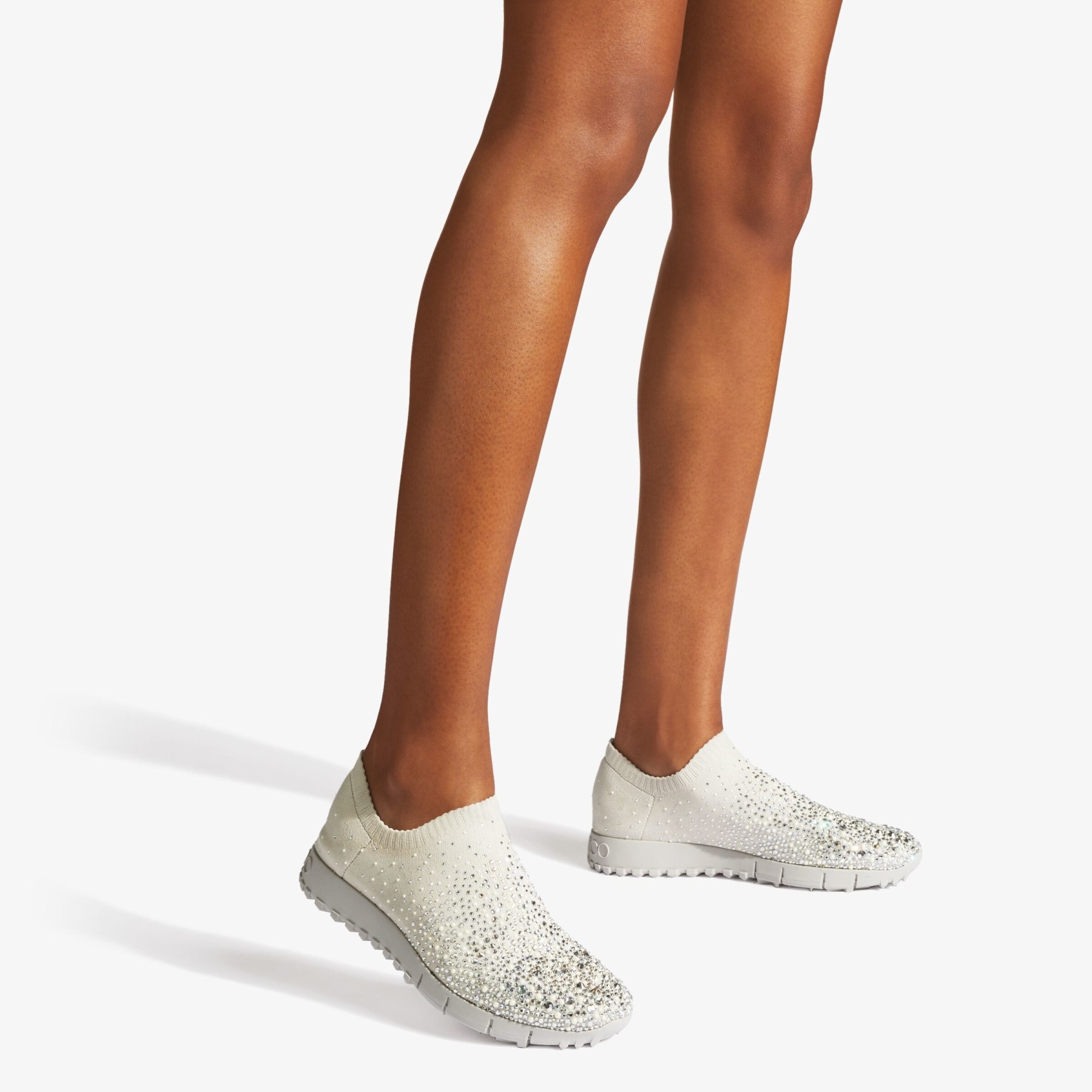Verona
Pebble Grey Knit Trainers with Dégrade Crystals - 2