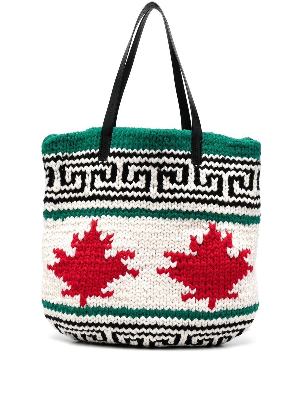 maple leaf knitted tote bag - 1