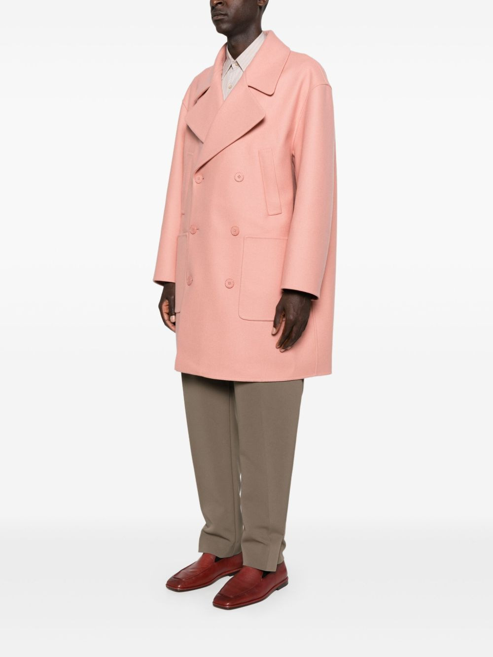 double-breasted patch-pocket coat - 3