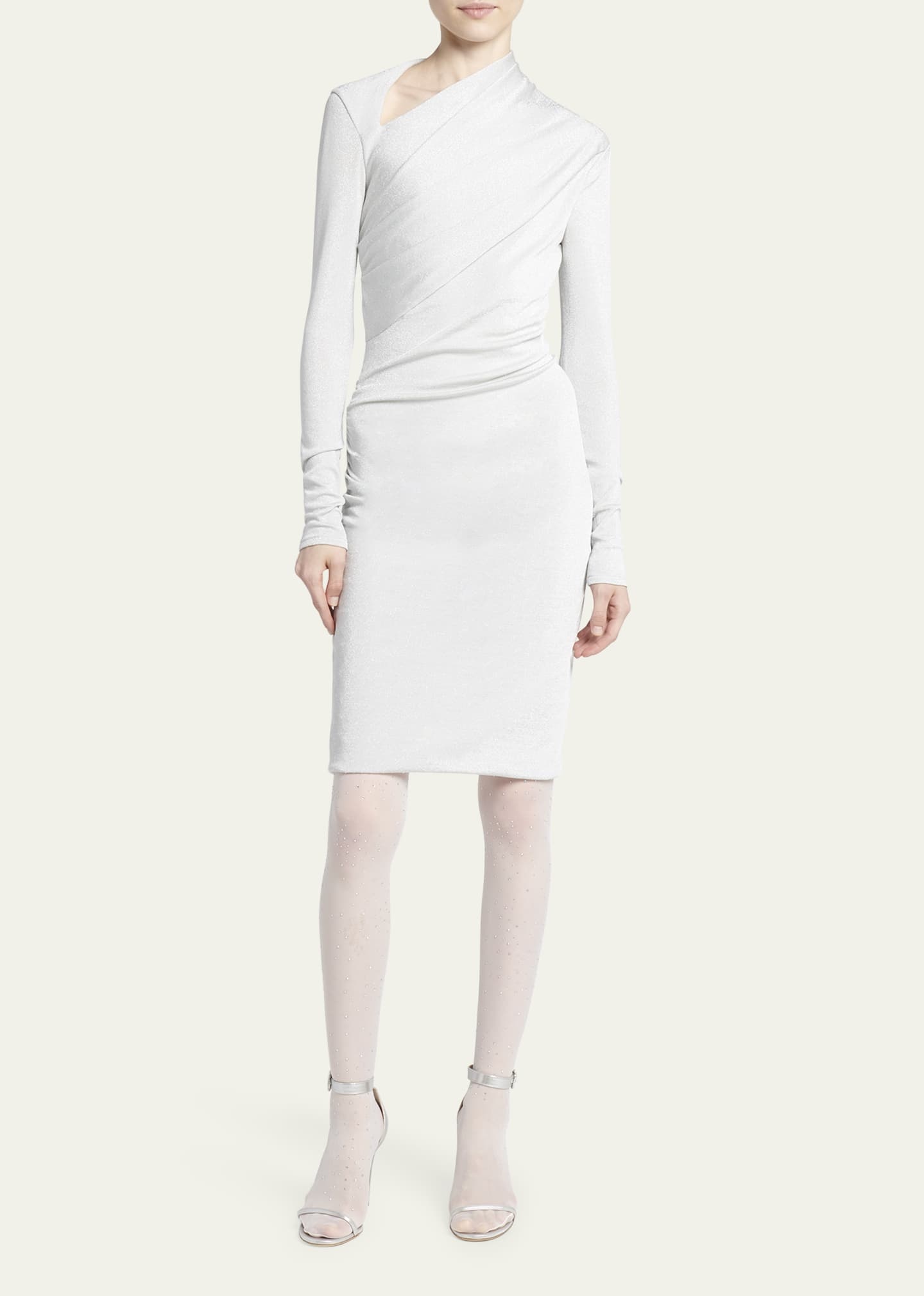 Metallic Ruched Jersey Mini Dress - 2