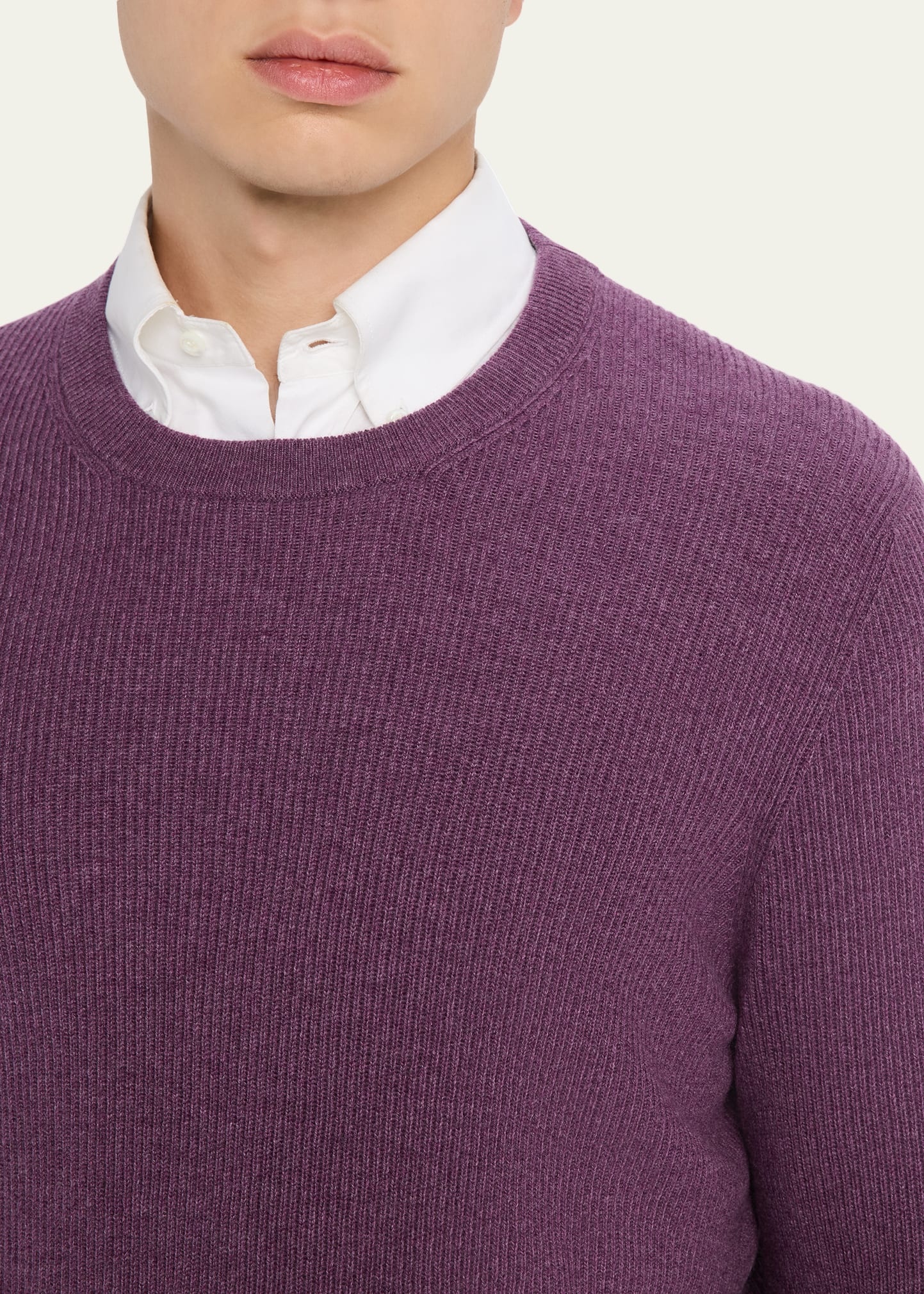 Men's Cashmere English Rib Crewneck Sweater - 5