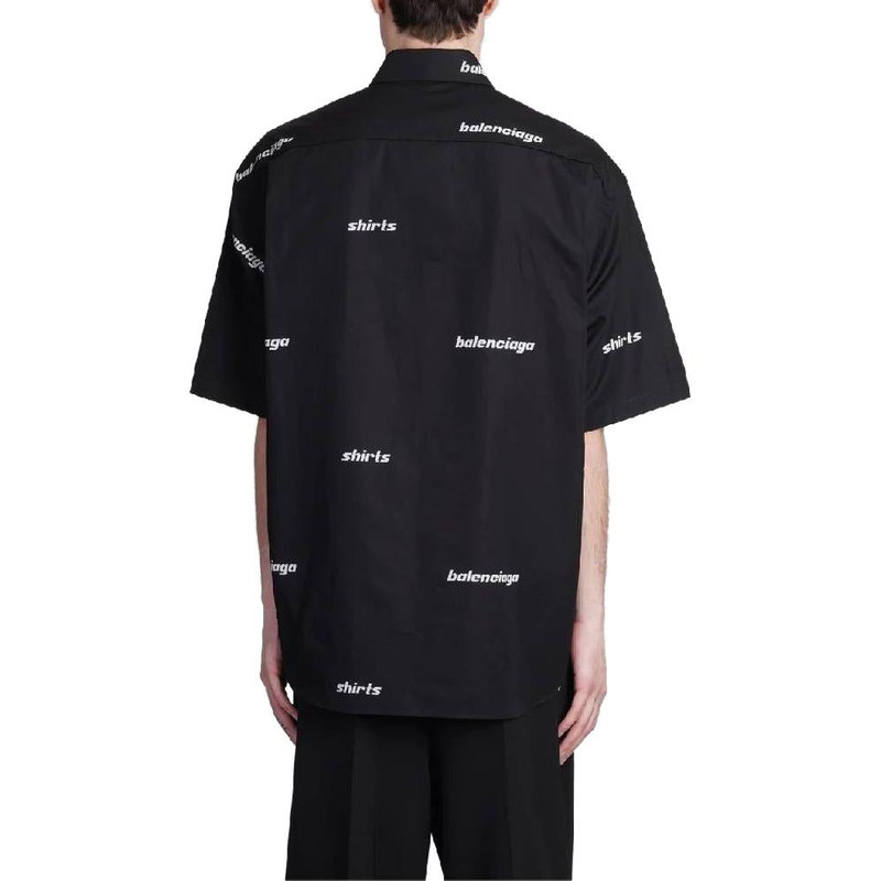 Balenciaga All Over Logo Short Sleeve Shirt 'Black White' 681702TOL651070 3