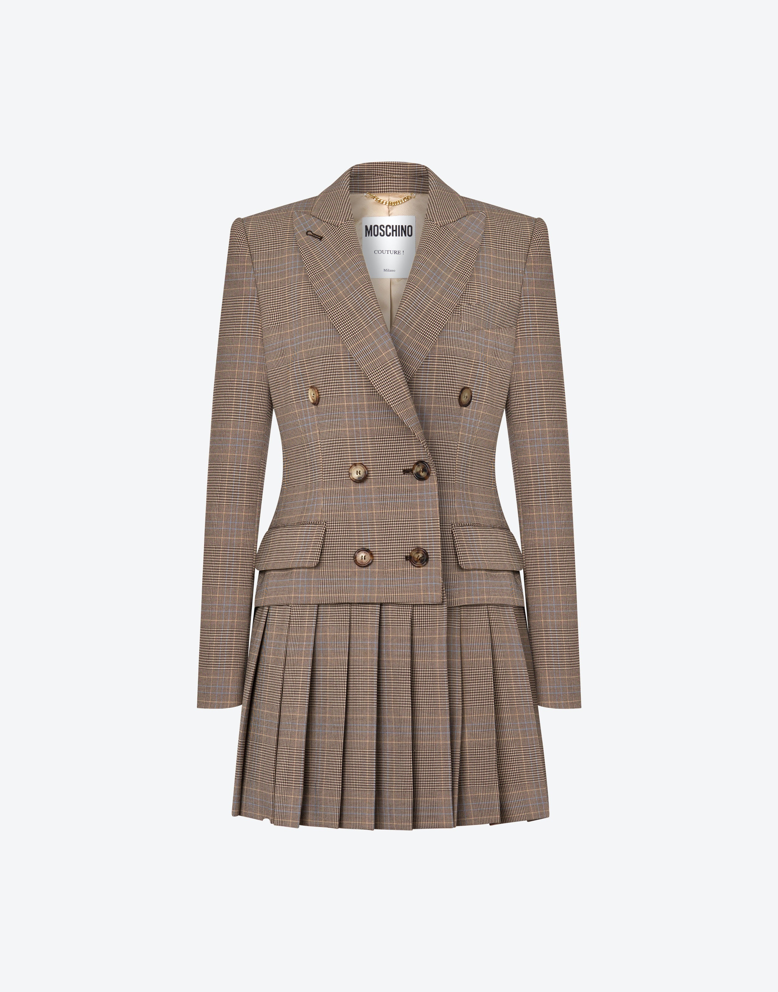 GLEN PLAID COAT WITH PLEATS - 1