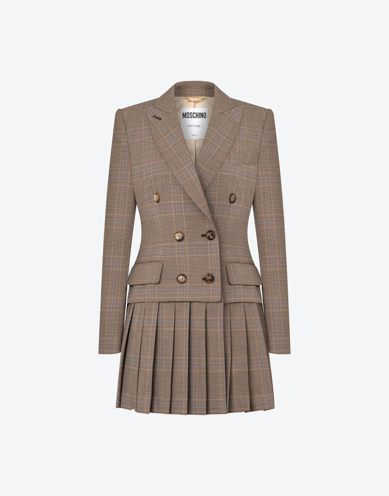 GLEN PLAID COAT WITH PLEATS 1