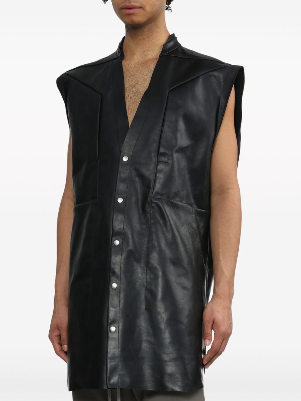 V-neck leather vest - 3