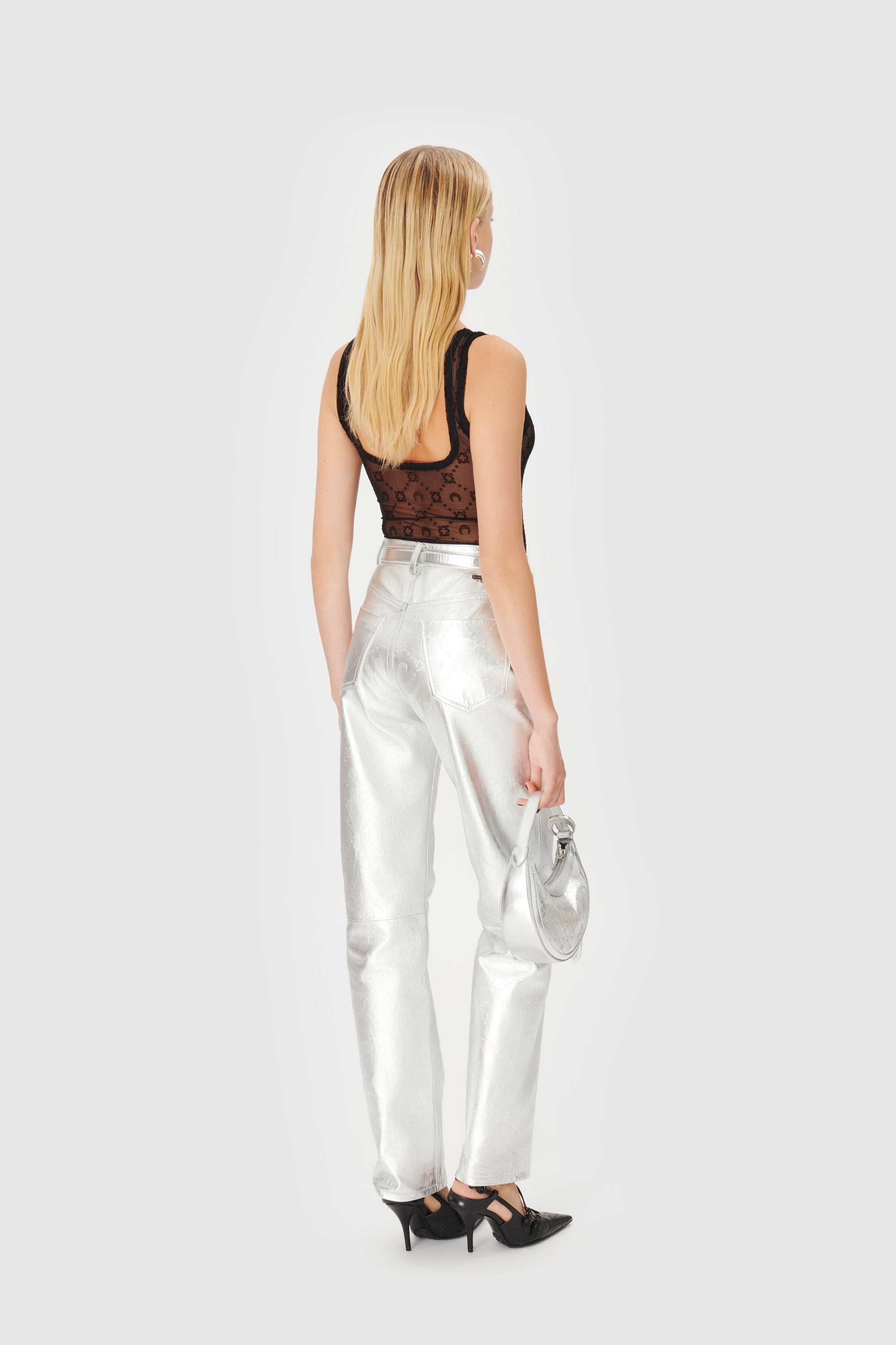 Moonogram Mesh Flock Bodysuit - 7