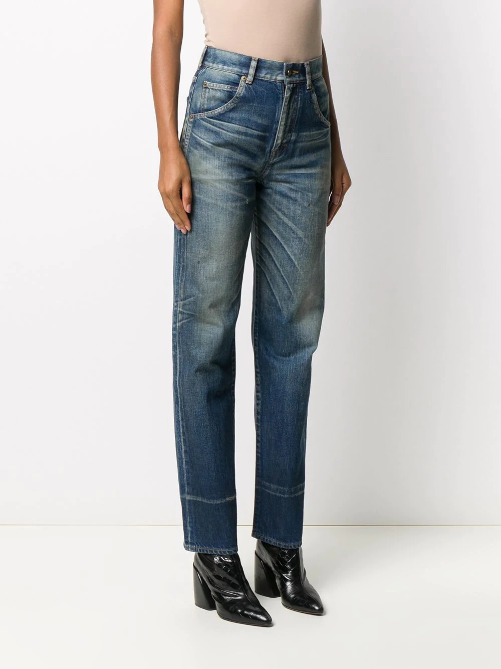 faded high-rise jeans - 3