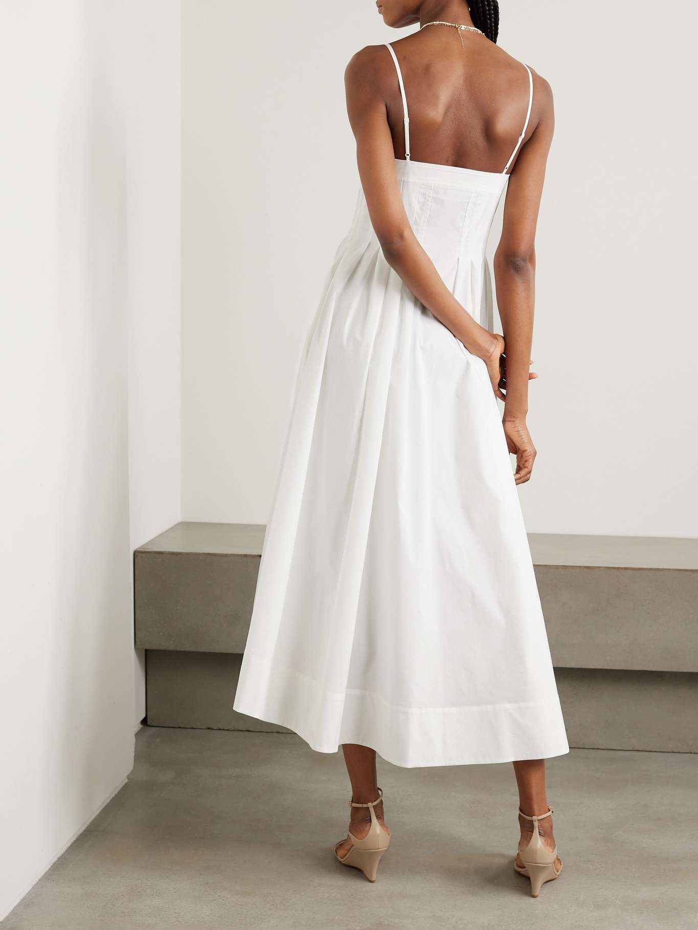 Kittiya pleated cotton-blend poplin midi dress - 3