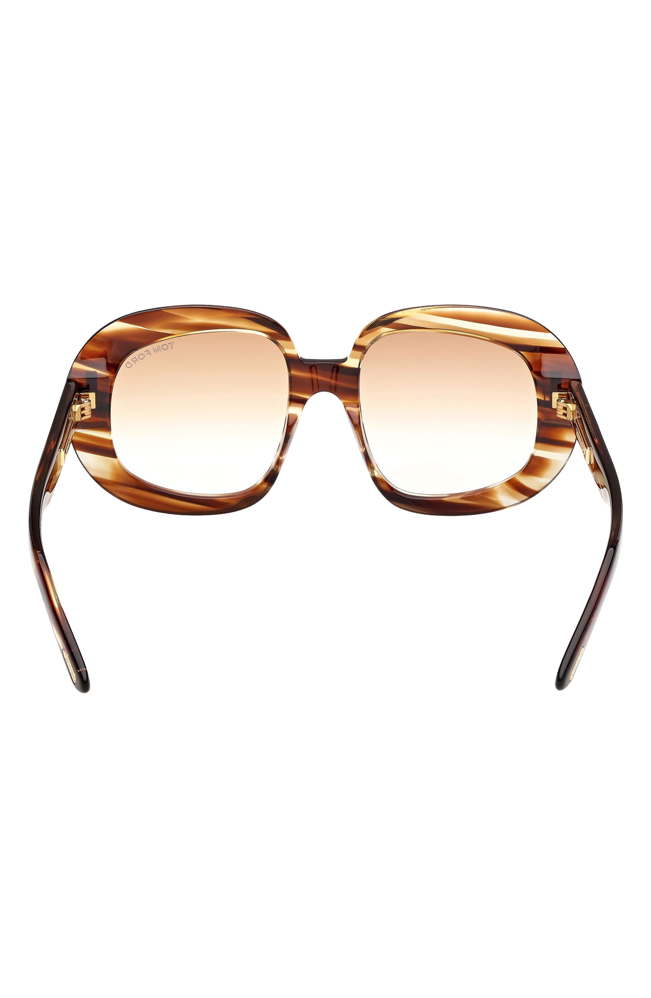 TOM FORD Icon 53mm Gradient Round Sunglasses in Brown Yellow /Grad Amber at Nordstrom - 5