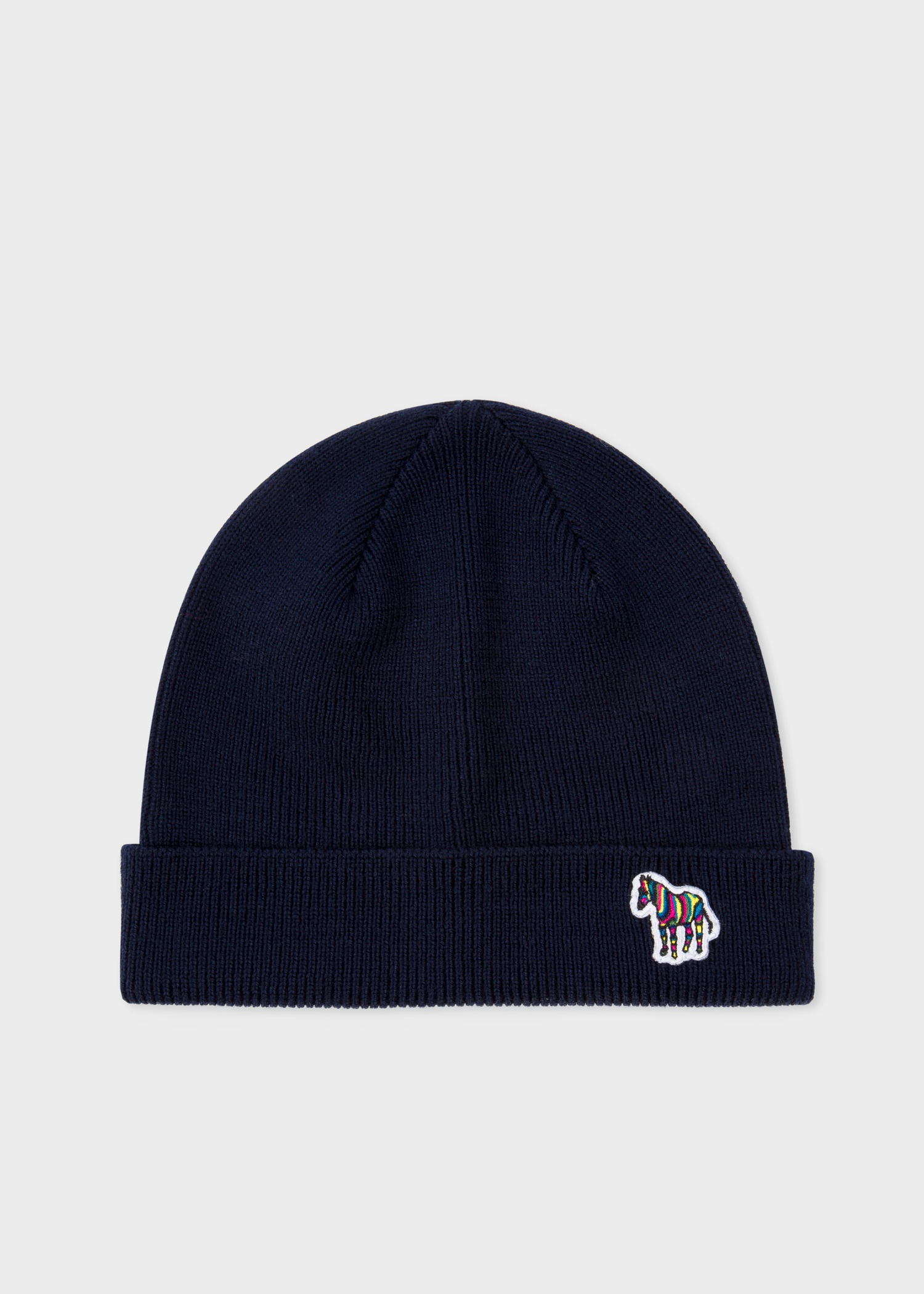 'Zebra' Logo Ribbed Lambswool Beanie Hat - 1