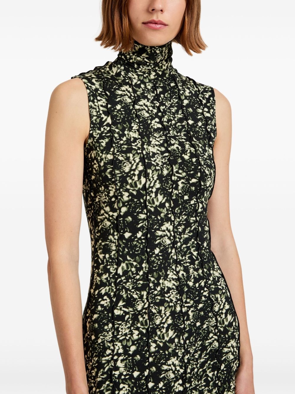high-neck floral maxi dress - 5