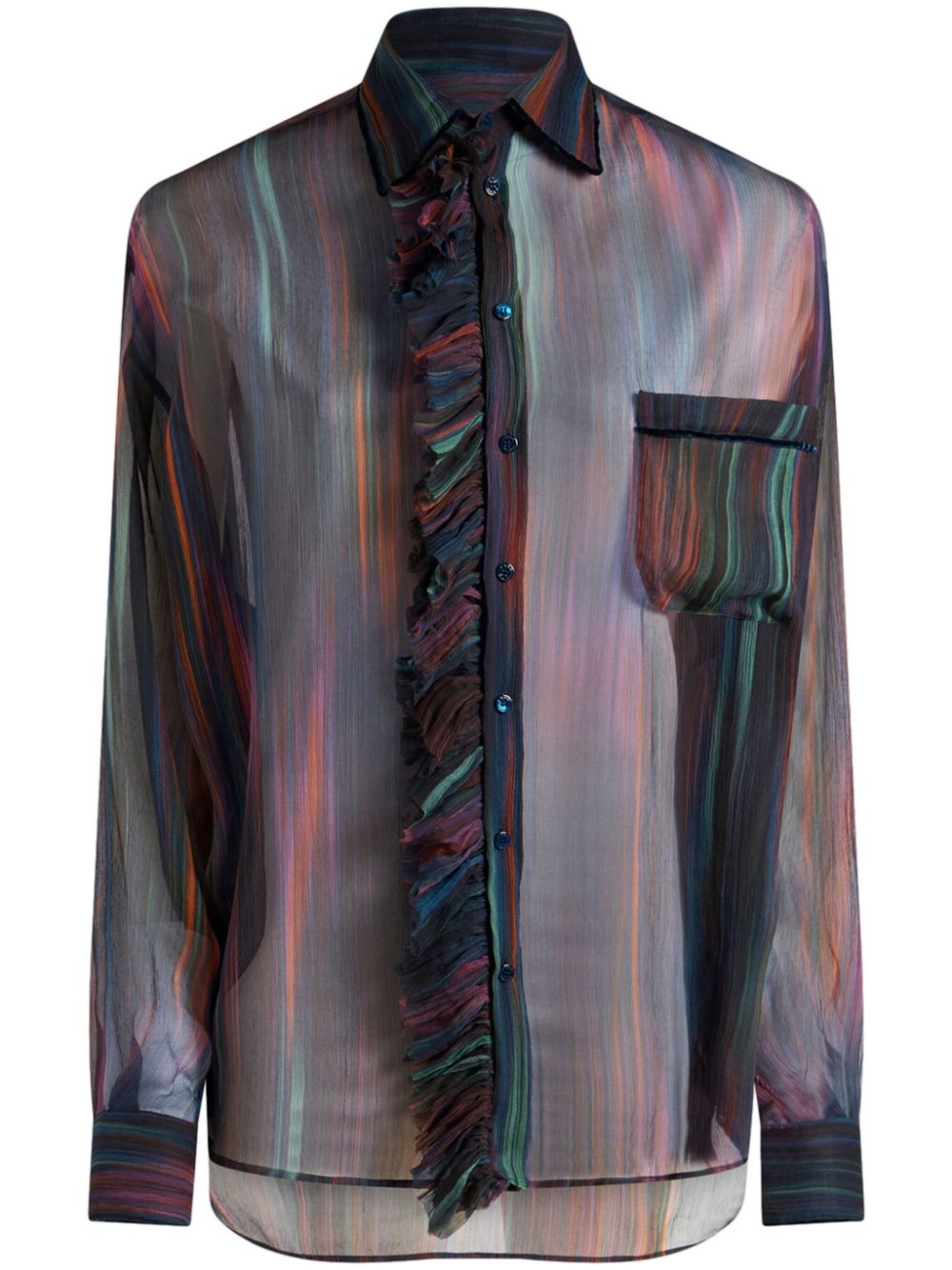printed ruched shirt - 1