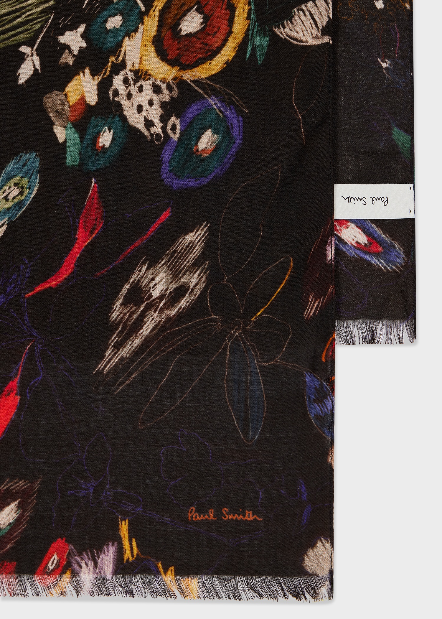 Black 'Sketchbook Botanical' Scarf - 2