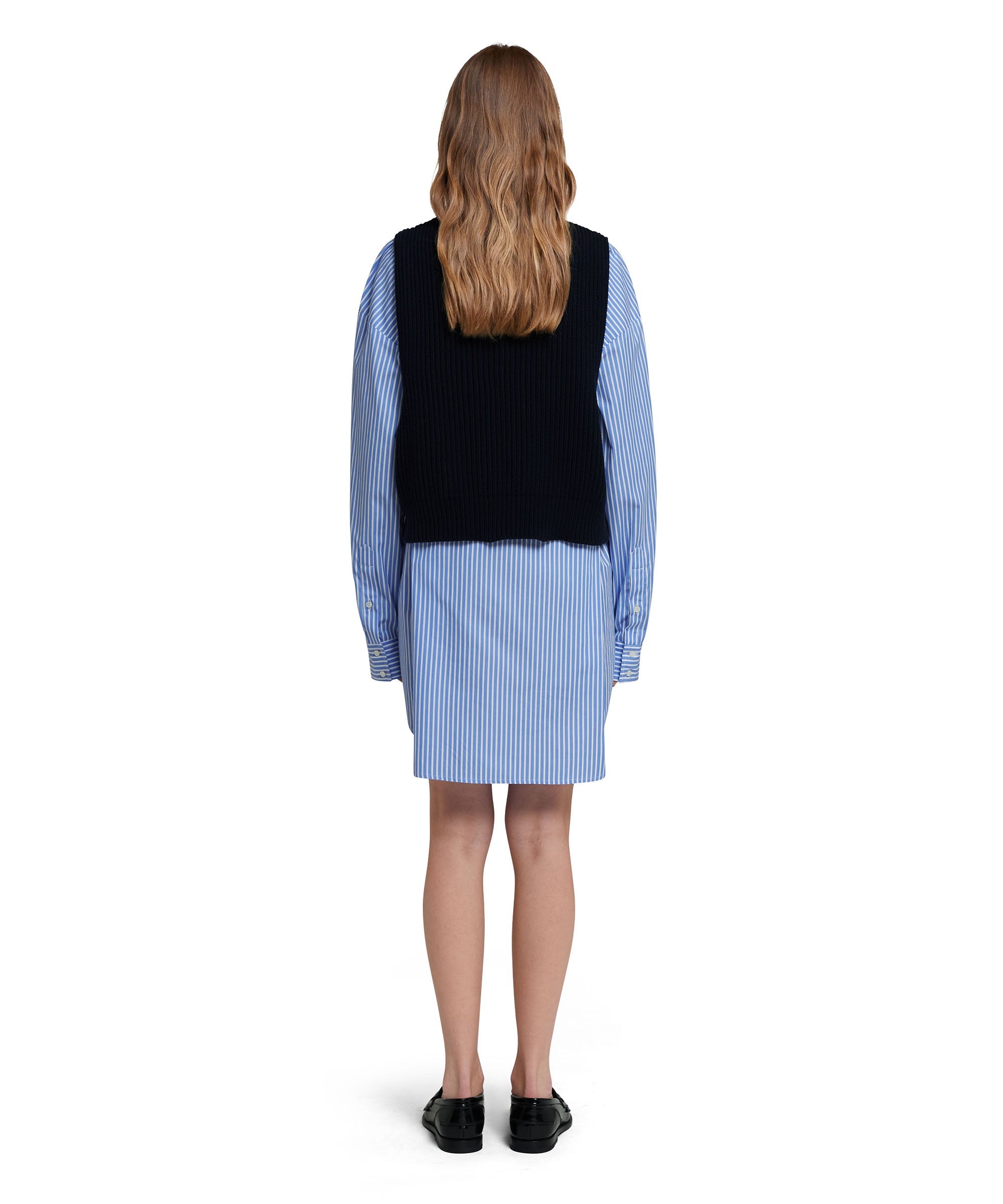 Poplin dress with English cotton ribbed shirt - 3