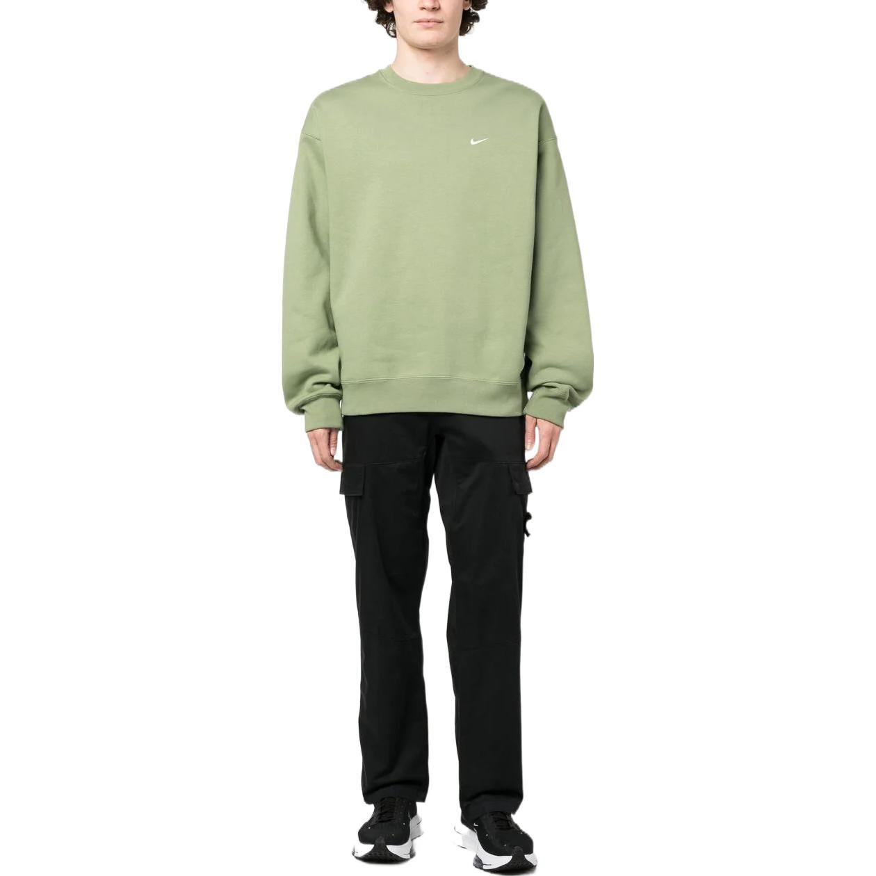 Nike Solo Swoosh Fleece Crewneck Hoodie 'Oil Green' DX1361-386 - 2