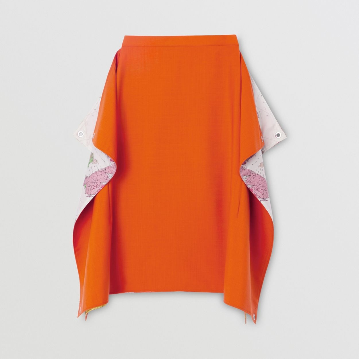Map Print Panel Detail Mohair Wool Skirt - 1