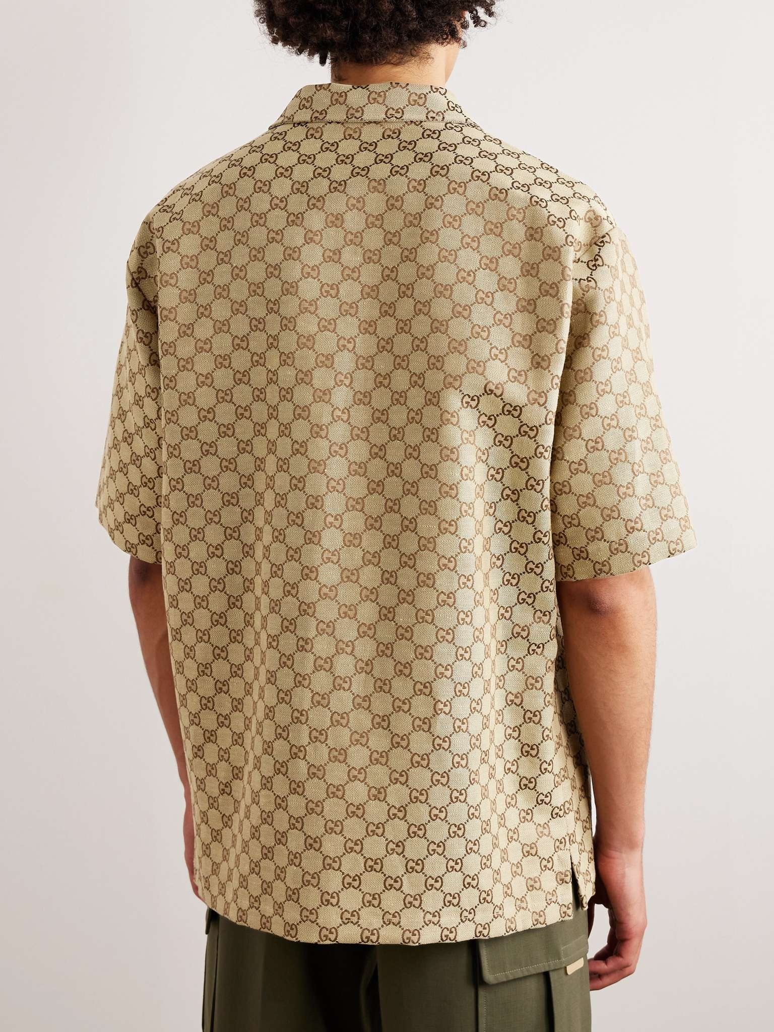 Camp-Collar Monogrammed Linen-Blend Jacquard Shirt - 3