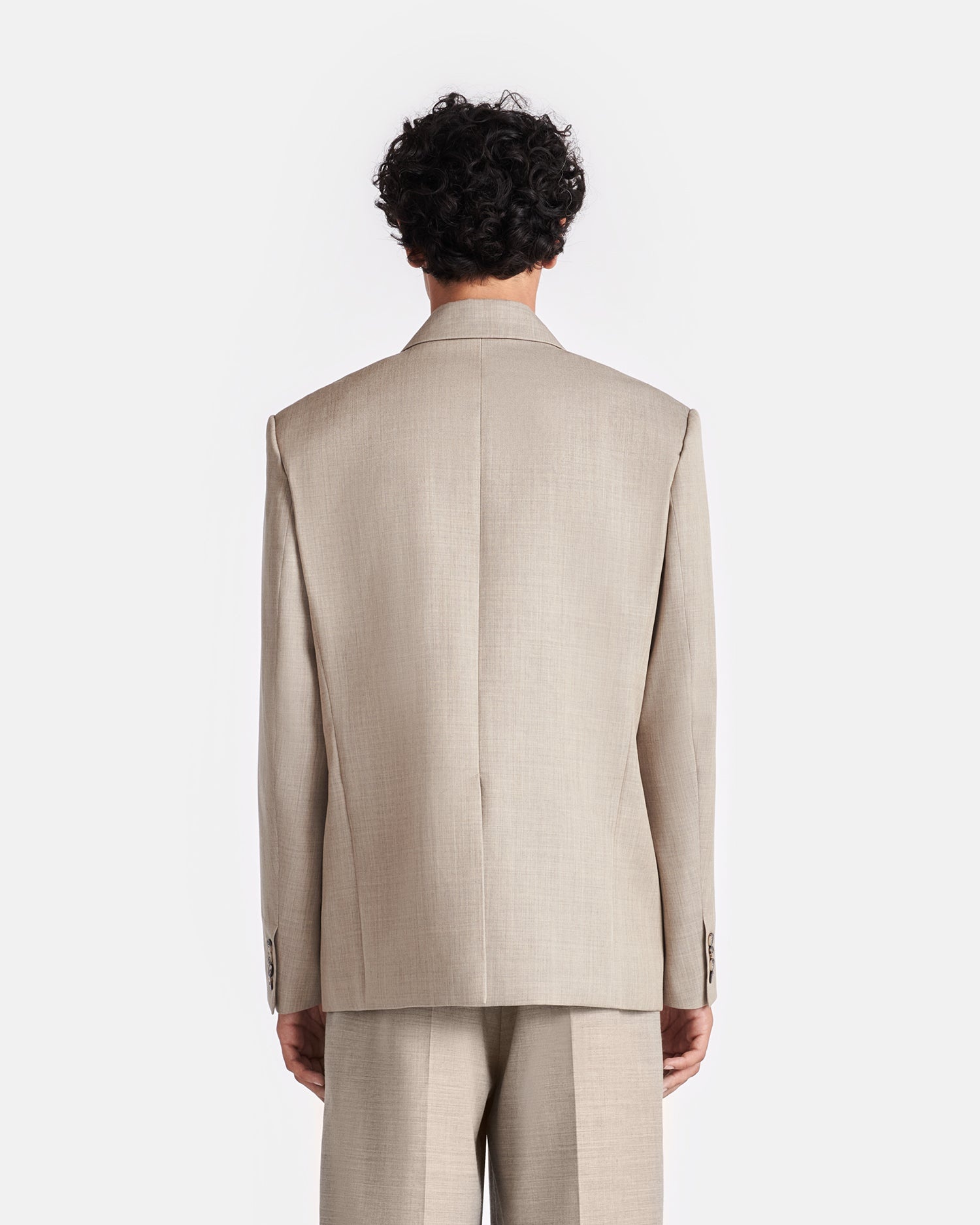 Double Breasted Twill Suiting Blazer - 3
