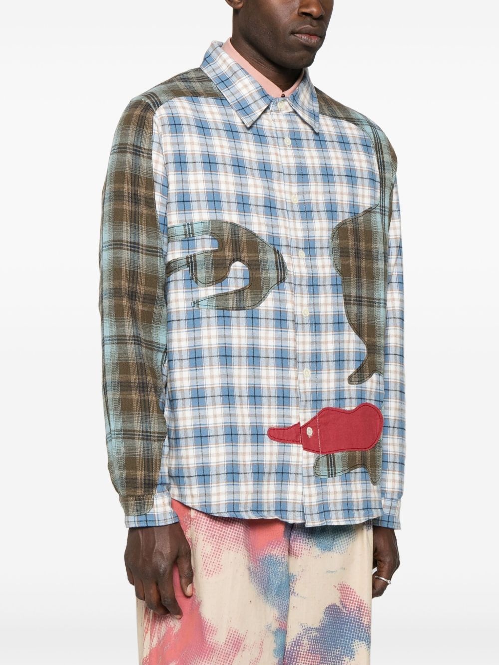 patchwork-face shirt - 3