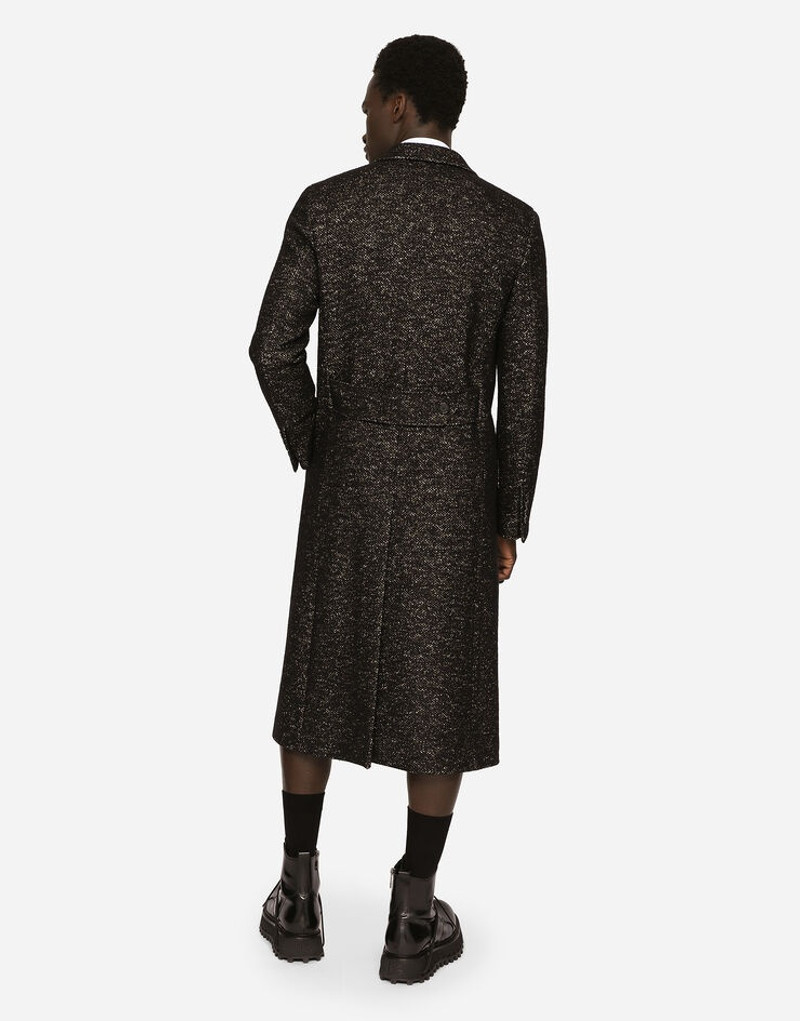 Single-breasted dotted wool jersey coat 3