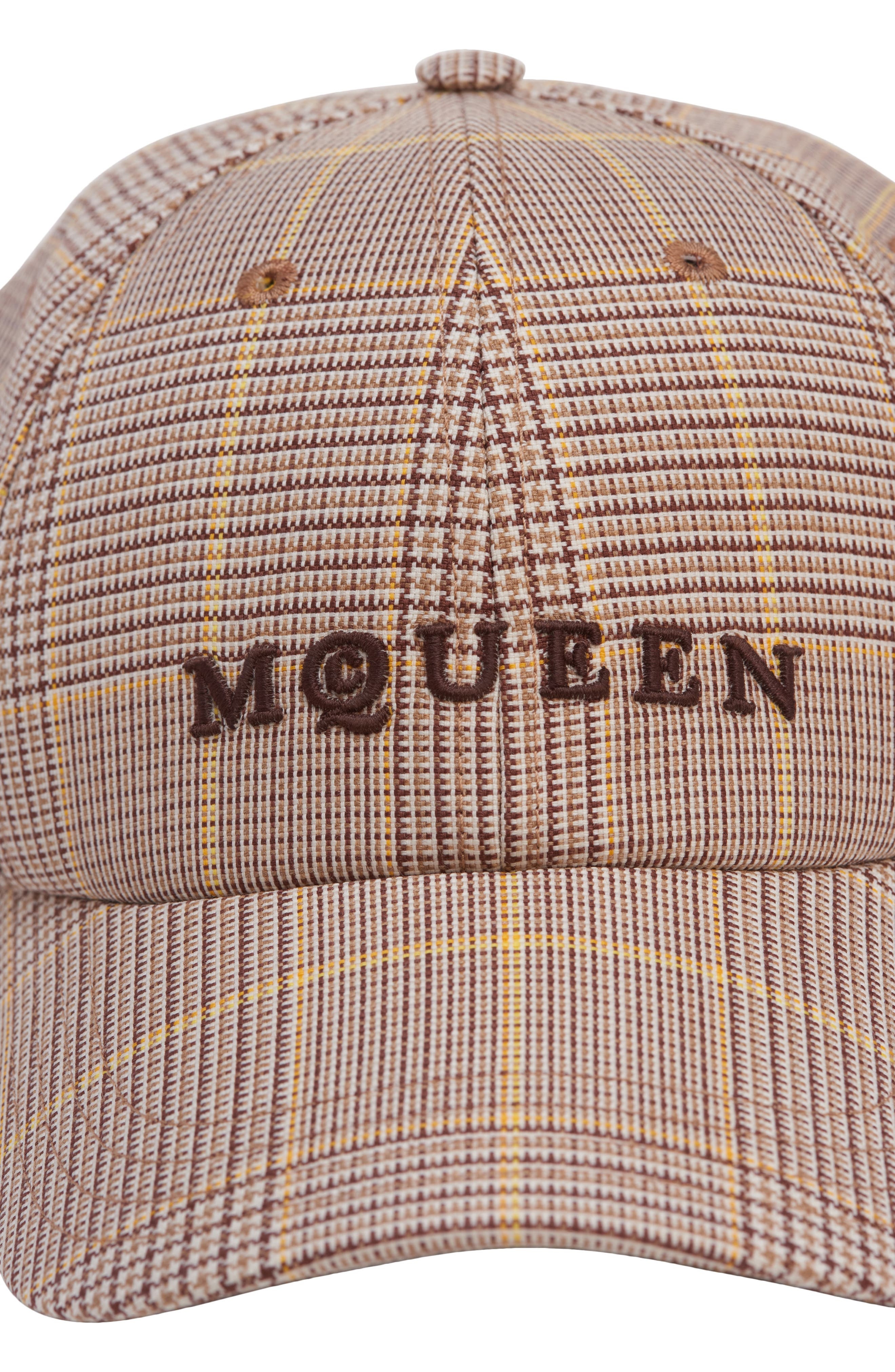 McQueen Check Logo Embroidered Wool Adjustable Baseball Cap in Camel/Yellow at Nordstrom - 2
