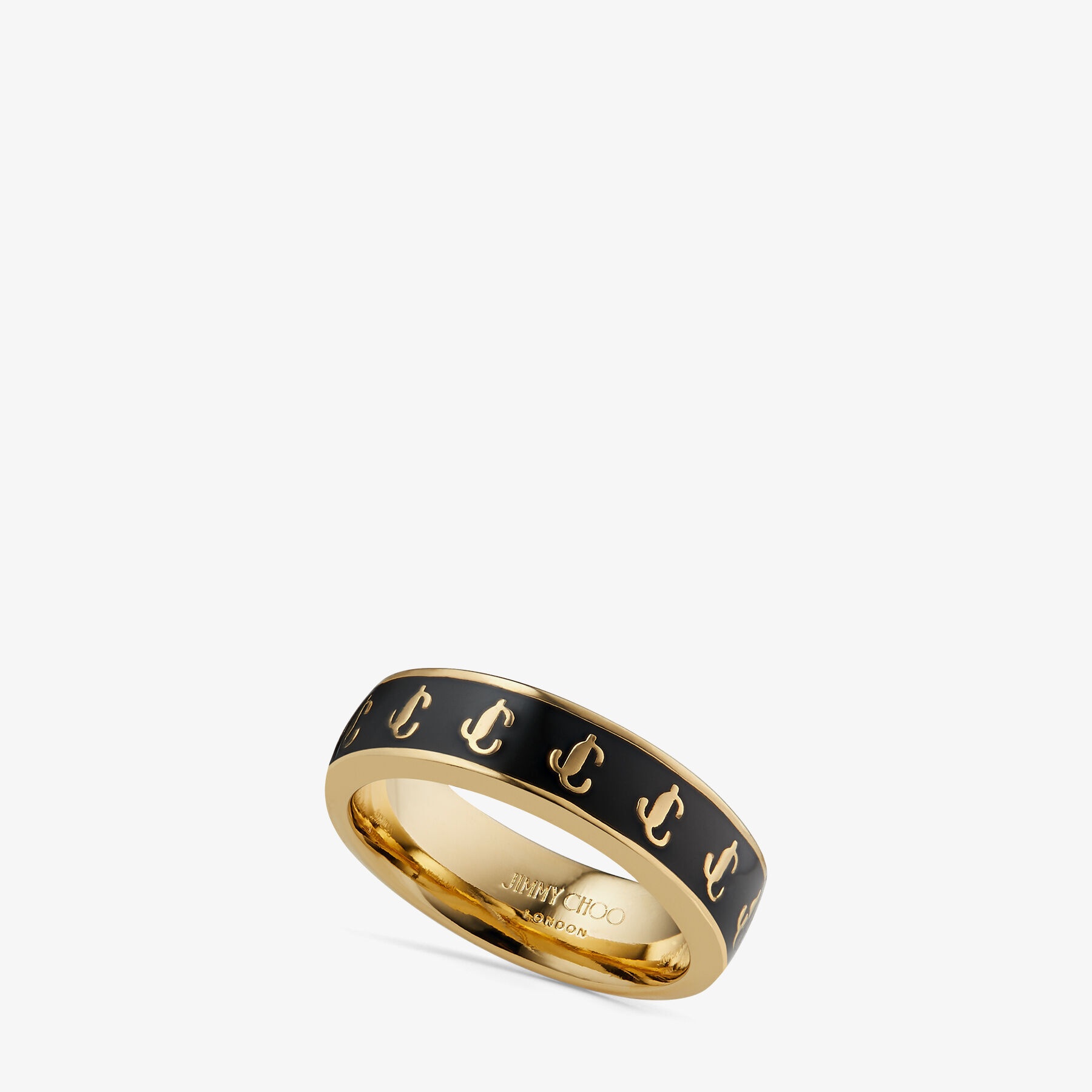 JC Enamel Ring
Gold-Finish Metal and Black Enamel JC Ring - 4