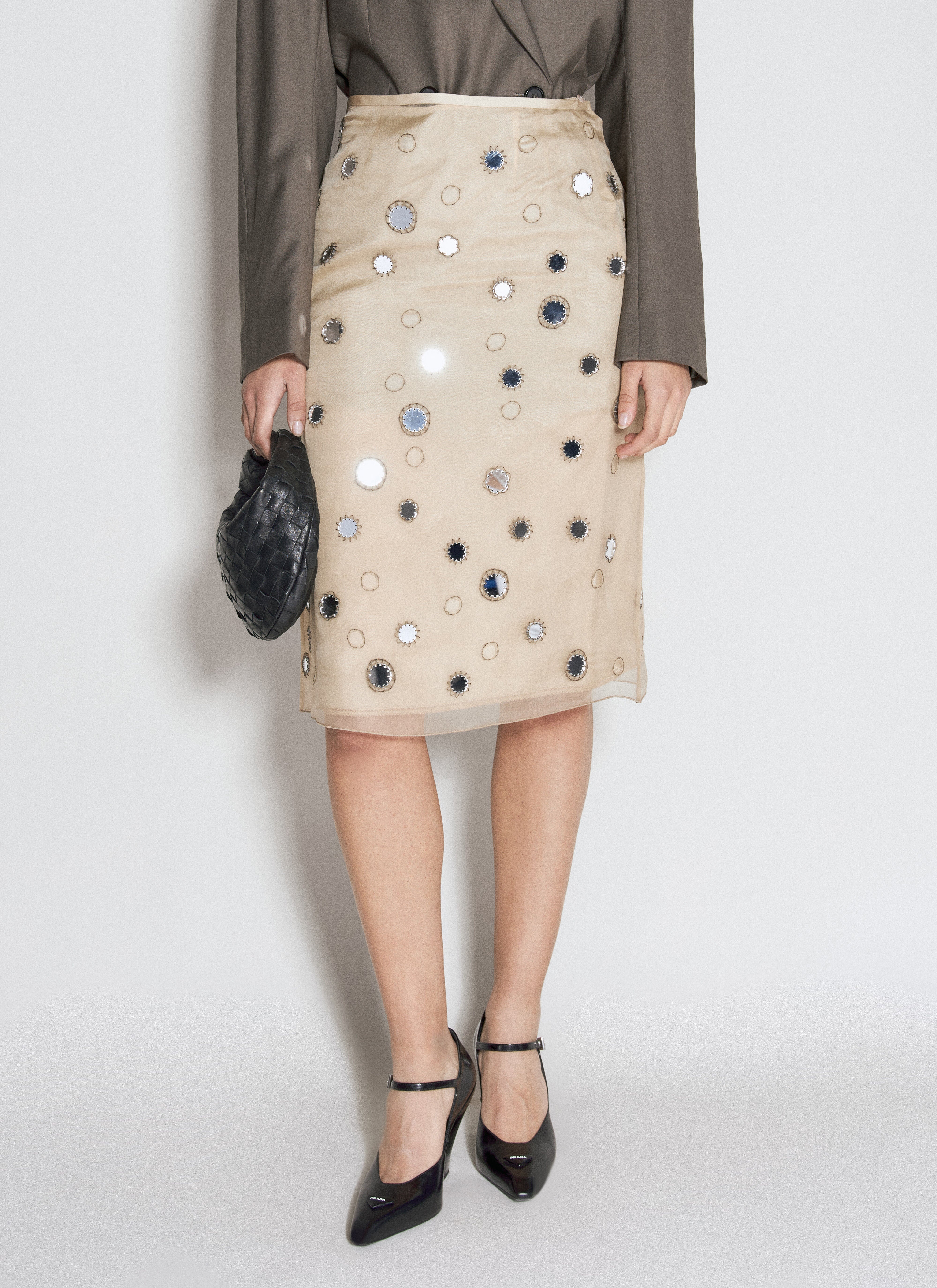 【関税込み】prada Organza skirt Prada Prada Women Mirror-Embellished Organza Midi-Skirt