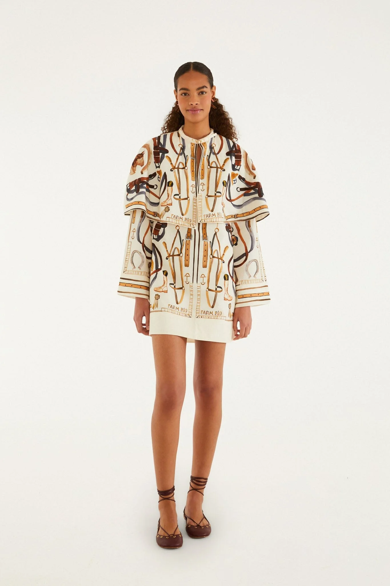 Off-White Equestrian Scarf Cape Mini Dress - 1