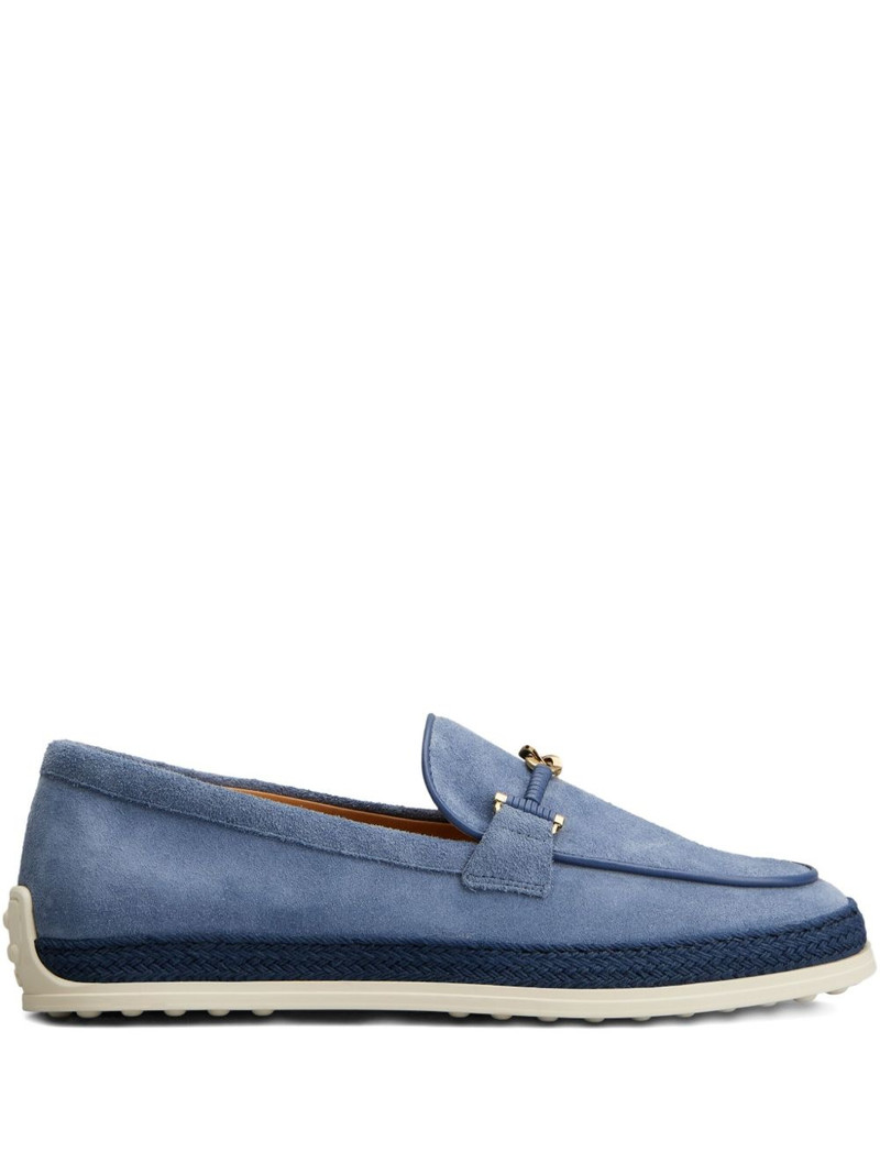 rafia-trimmed suede loafers 1