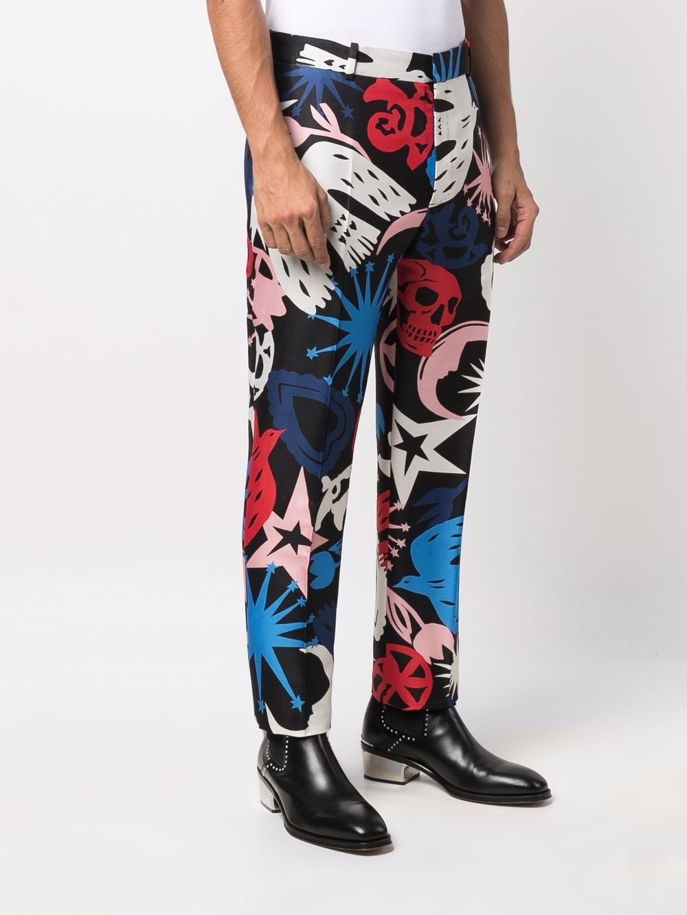 graphic-print slim-fit trousers - 3