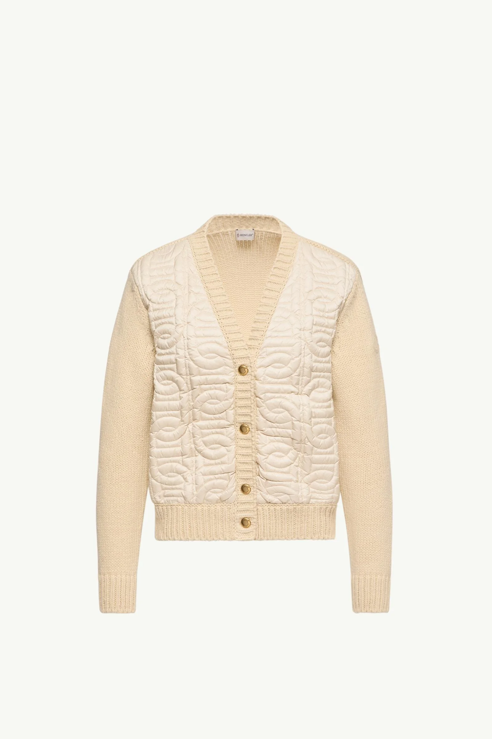 Chain Quilted Padded V-Neck Cardigan - 1