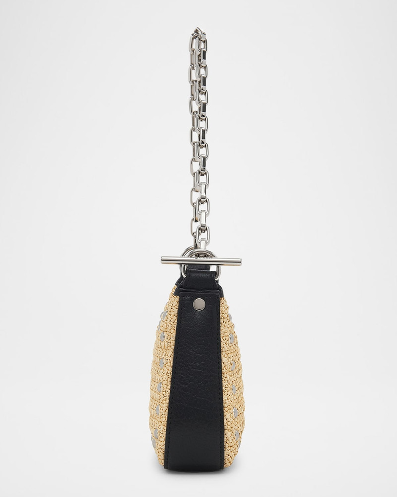 Alexander McQueen T-Bar Mini Studded Woven Chain Top-Handle Bag outlook