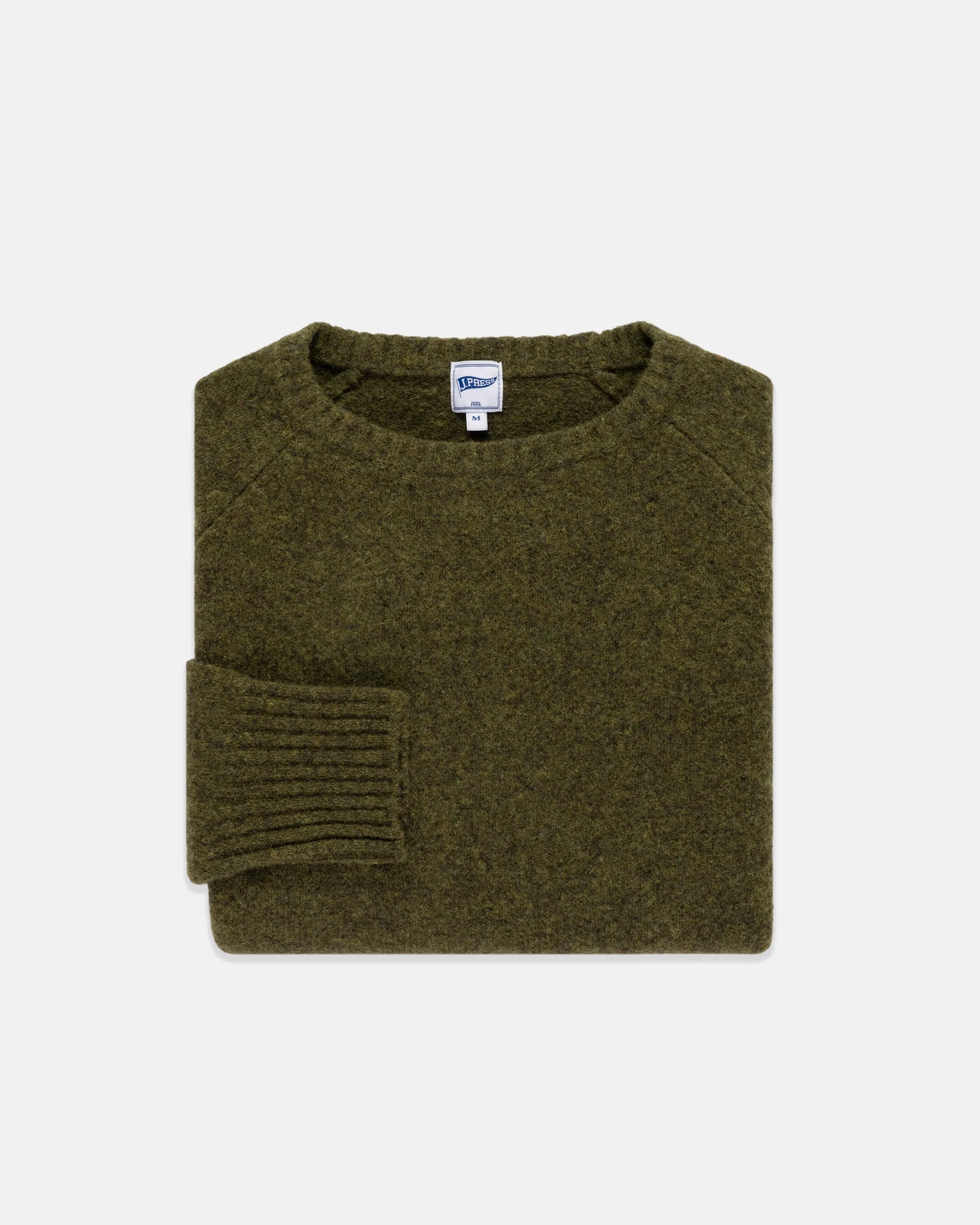 SOLID OLIVE CREWNECK SWEATER - TRIM FIT - 1