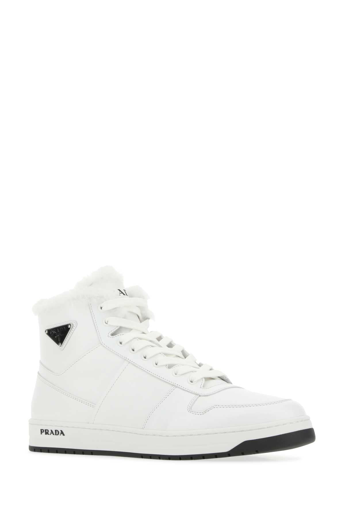 Prada Men White Leather Sneakers - 2