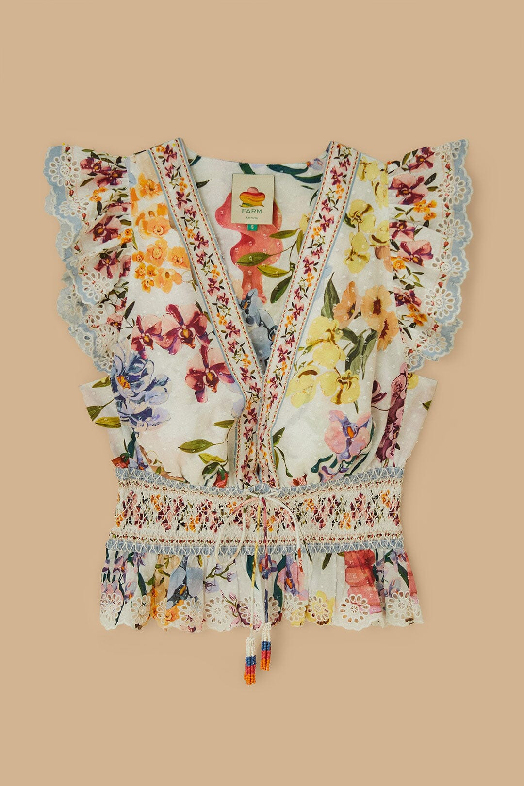 Off-White Greek Garden Smocked Blouse - 5