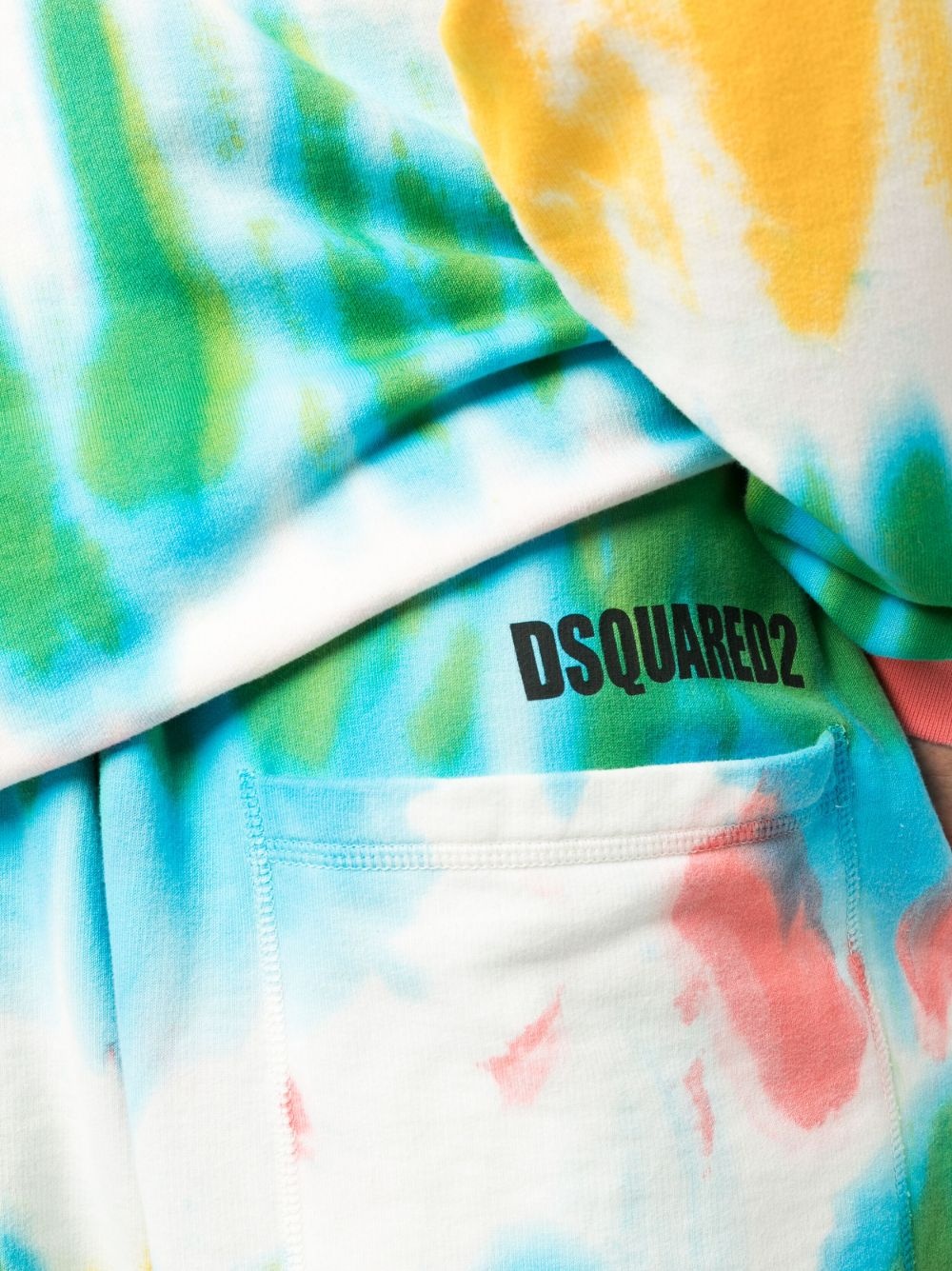 tie dye-print cotton track shorts - 5