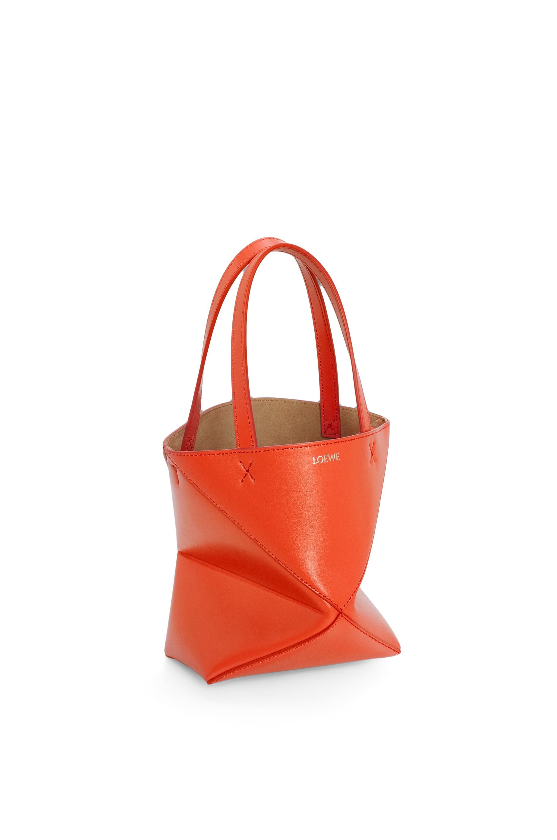 Mini Puzzle Fold Tote in shiny calfskin - 4