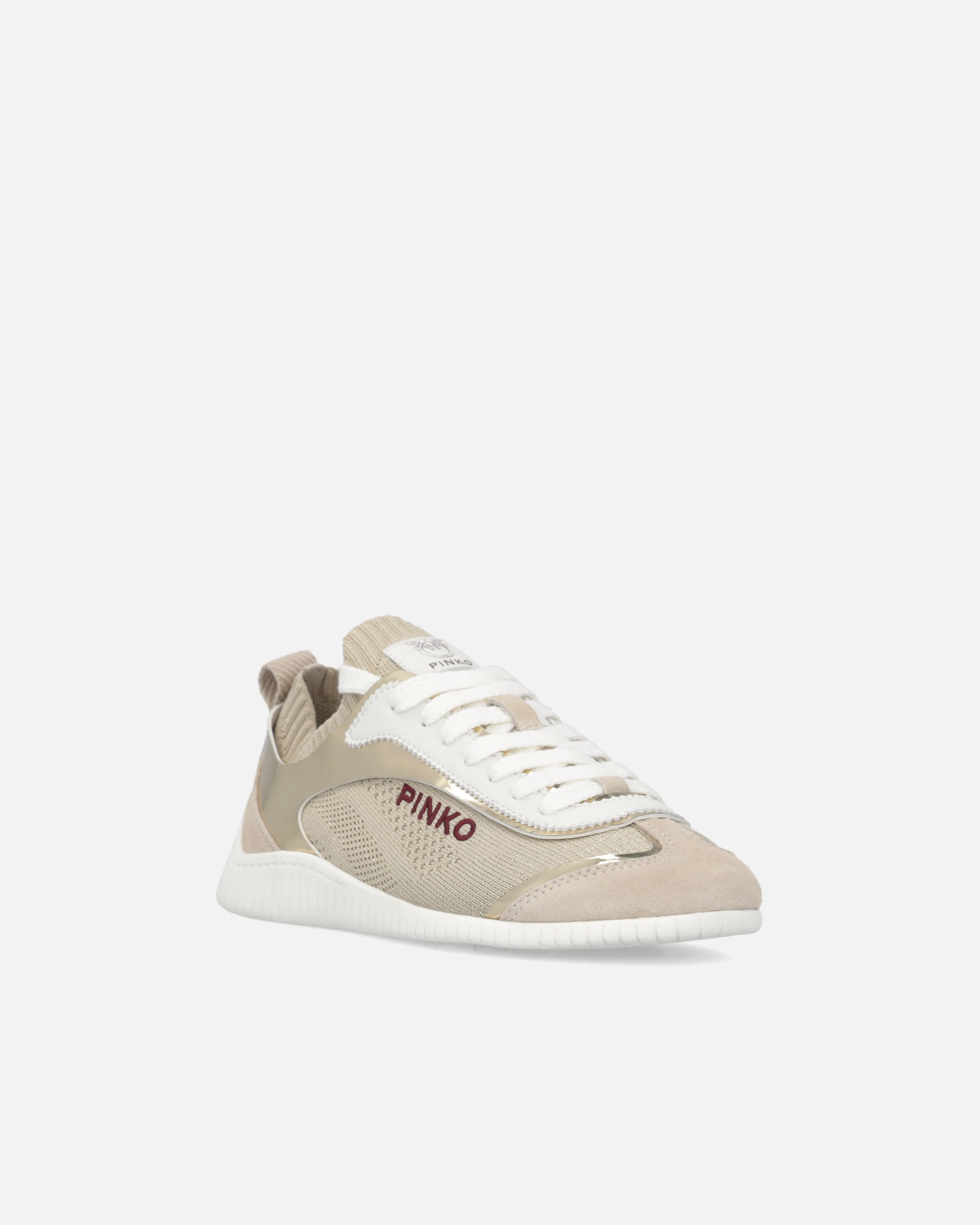 KNIT LOW-TOP SNEAKERS WITH MIRROR-FINISH INSERTS - 2