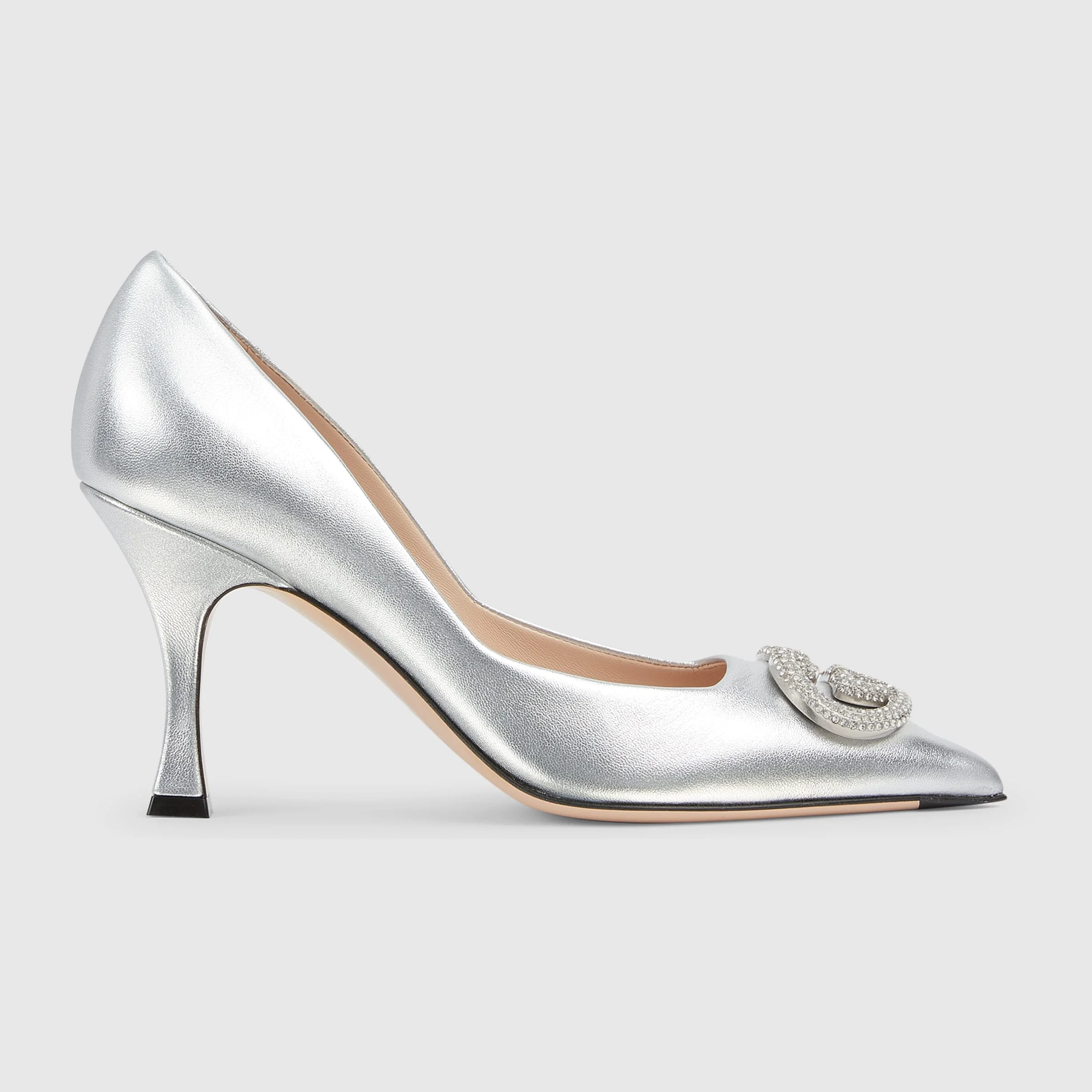 Women's pump with crystal Interlocking G - 1