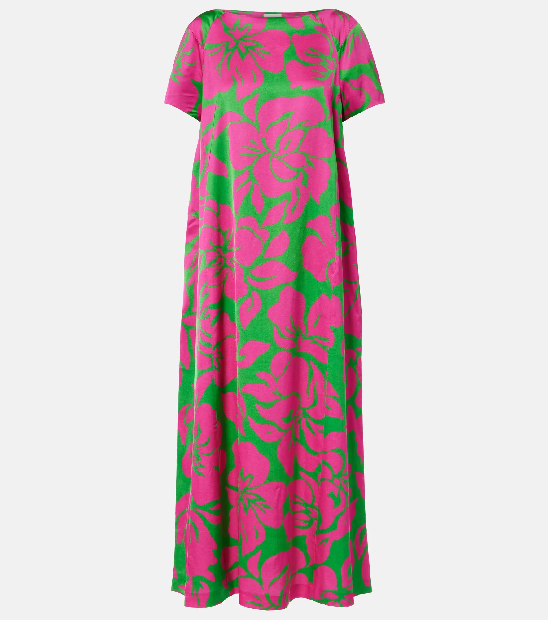 Floral satin midi dress - 1