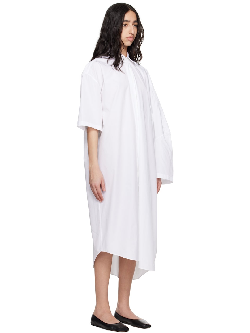 White Extended Shirt Maxi Dress - 2