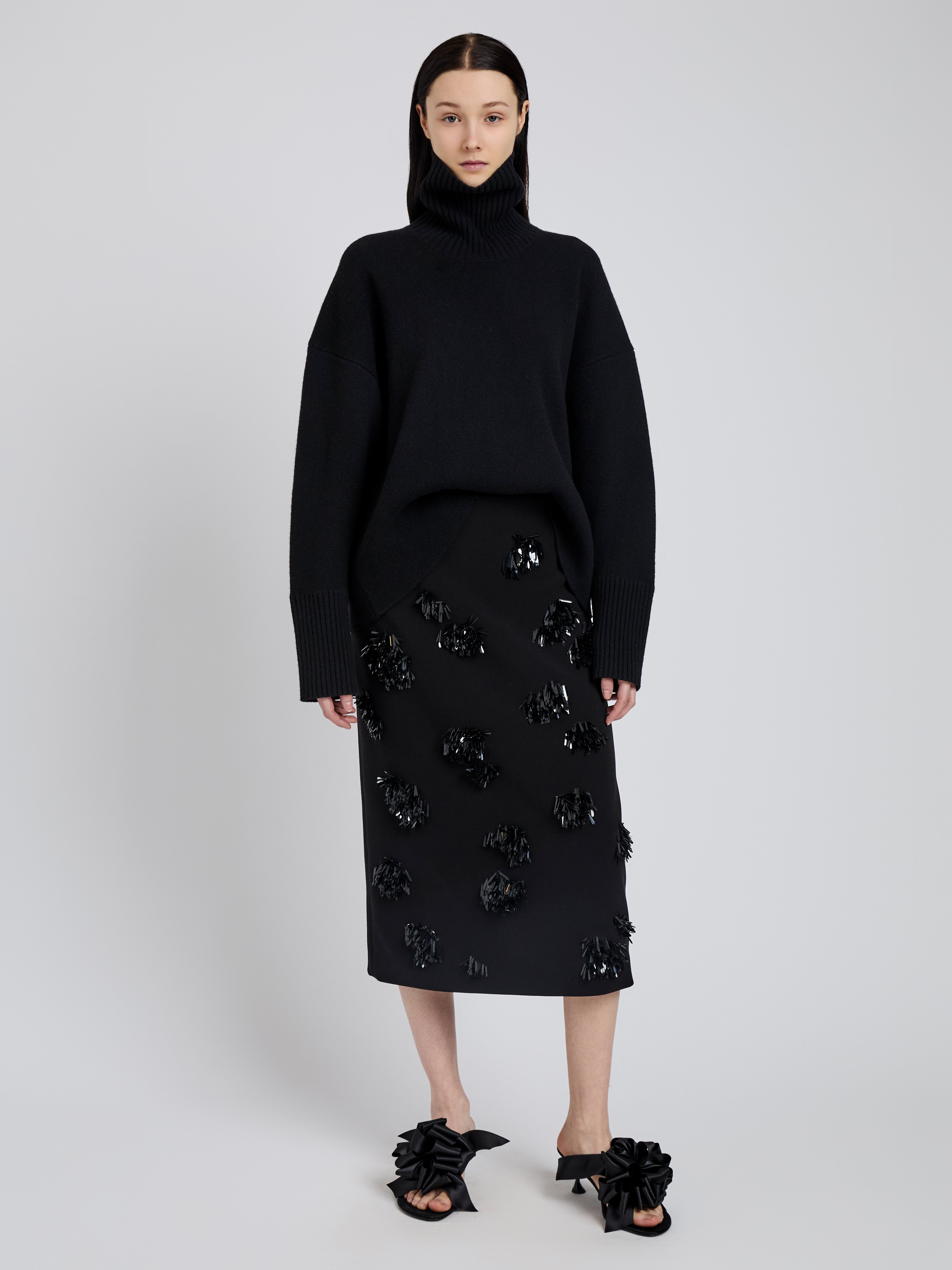 Moira Skirt in Embroidered Compact Crepe - 2