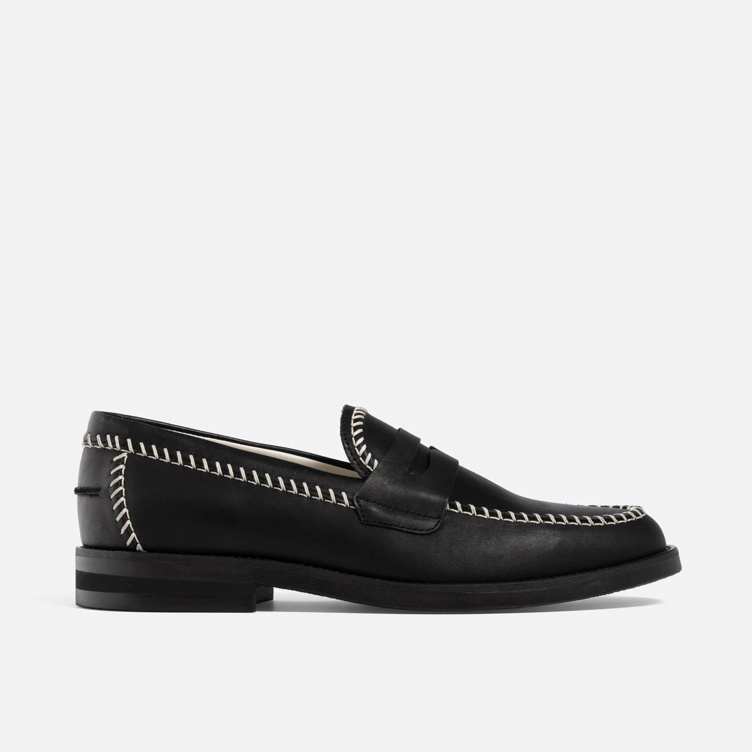 Wilde Black + Cream Box Stitch Penny Loafer - Men's - 1
