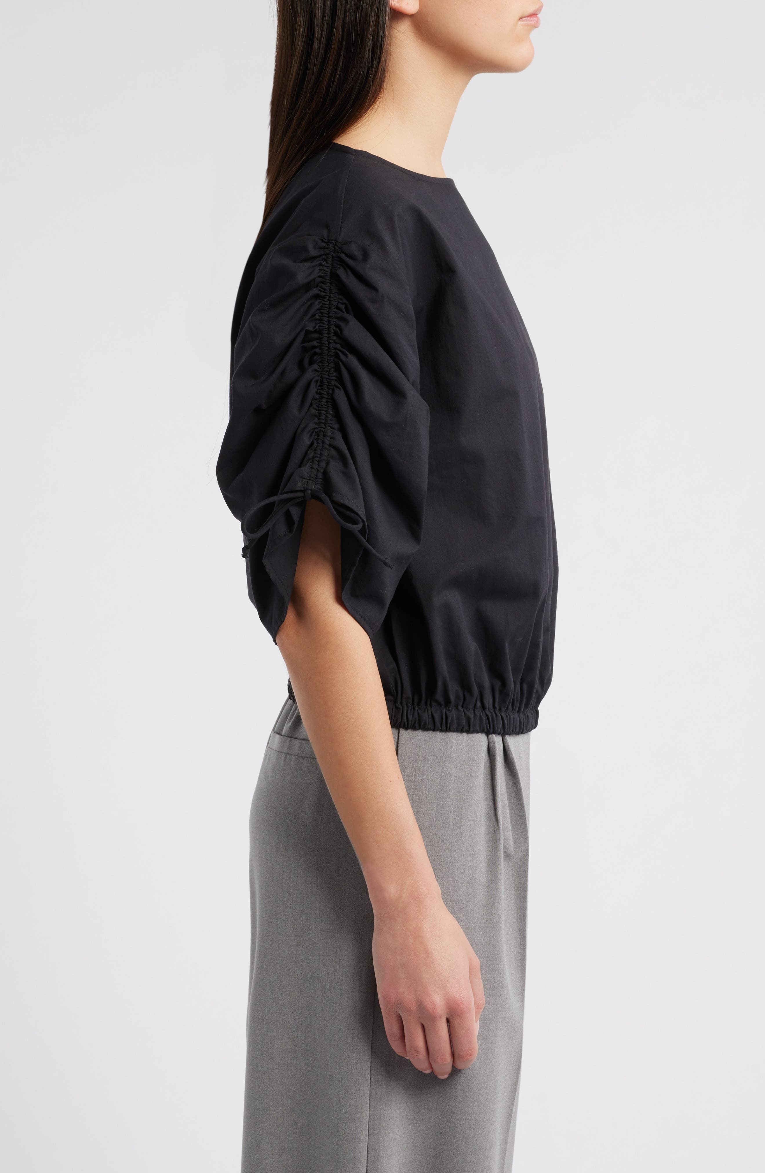 Emporio Armani Cropped Cotton Top in Solid Black at Nordstrom - 3