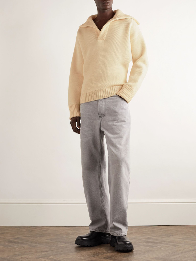 Bottega Veneta Shawl-Collar Wool Sweater Cream outlook