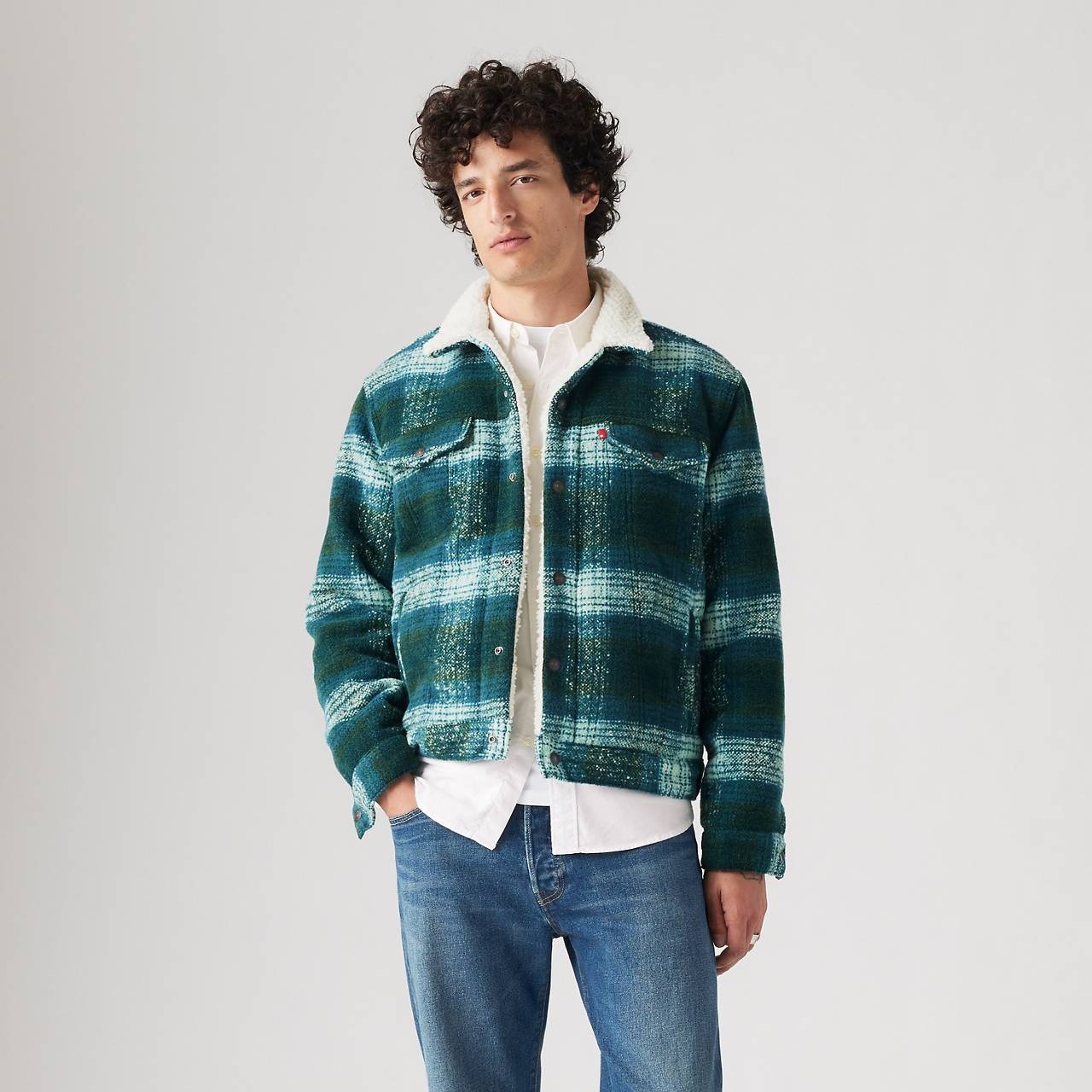 PLAID TYPE III SHERPA TRUCKER JACKET - 2