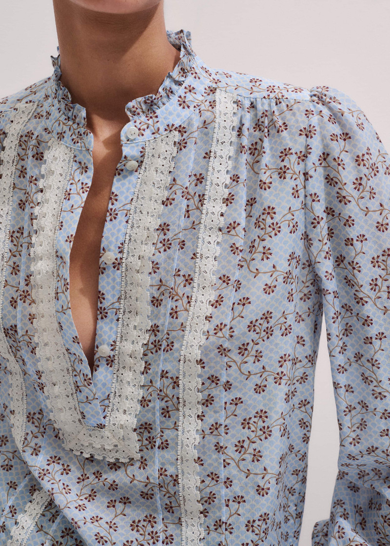 Lace Trim Blouse + Tie 3