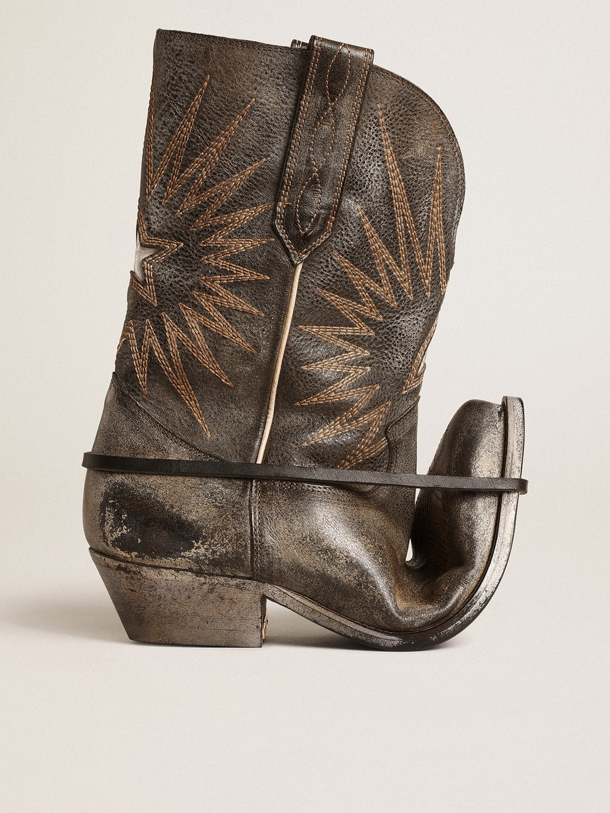 Women’s low Wish Star boots in black leather with silver star - 1