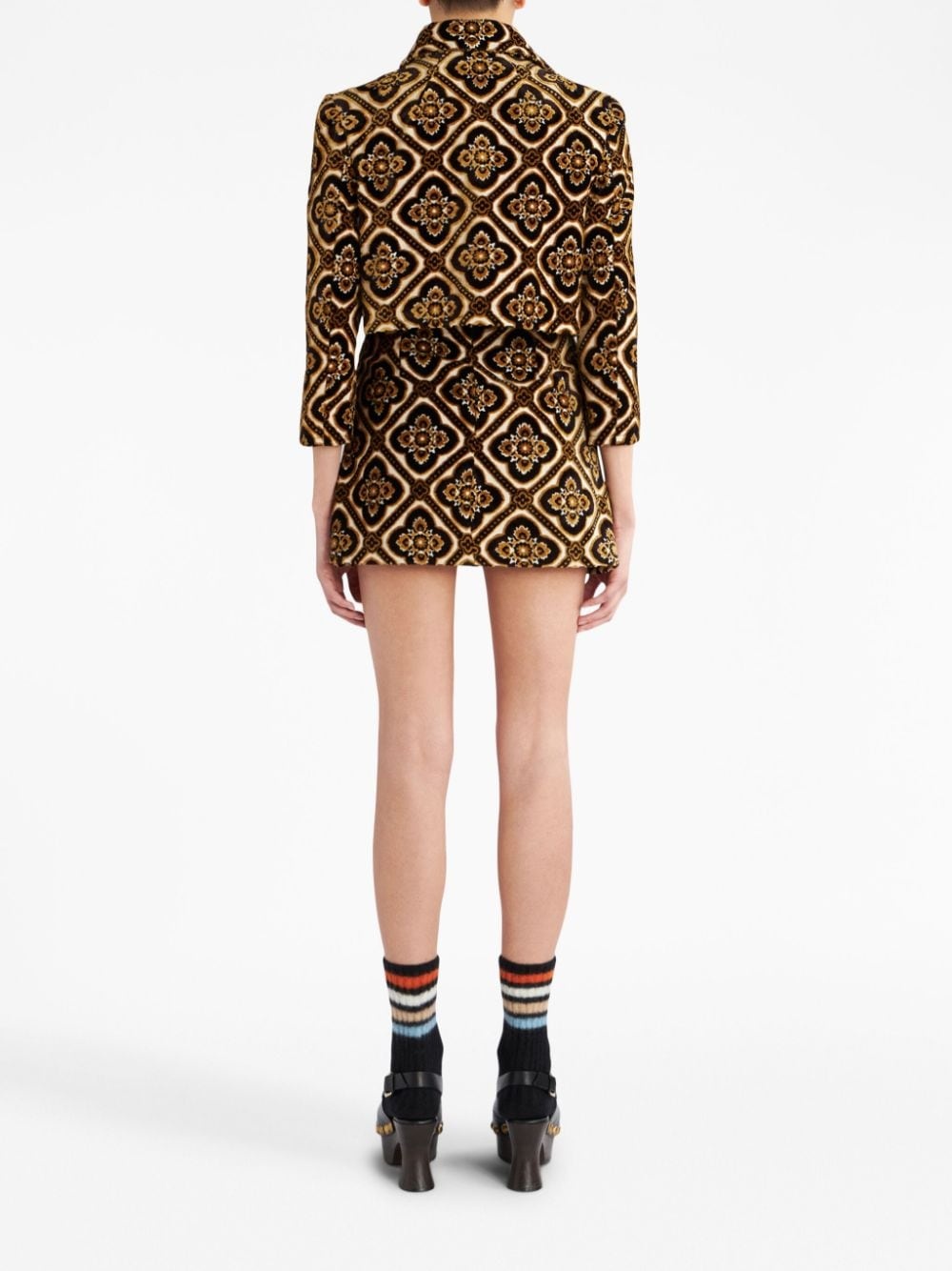 geometric-print cropped jacket - 3