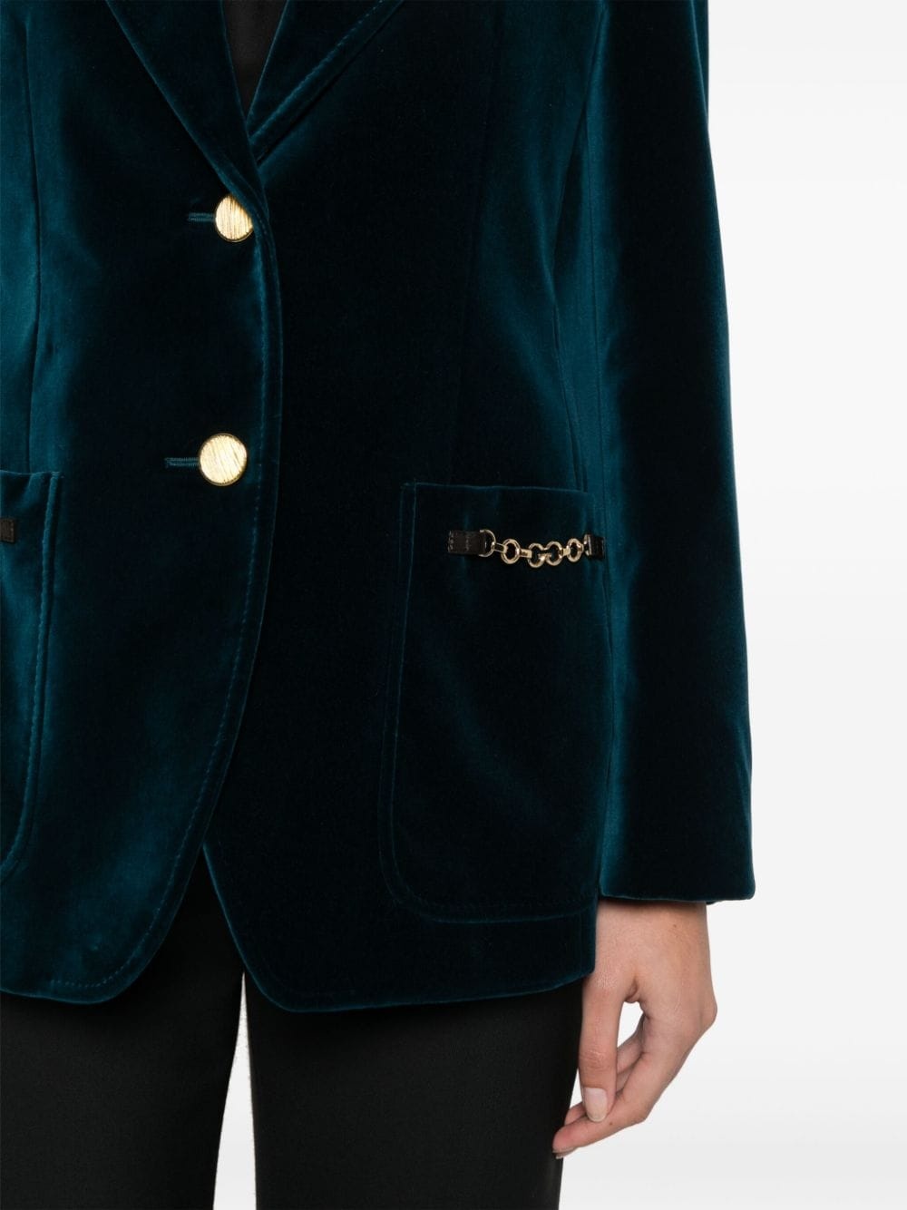 single-breasted velour blazer - 5